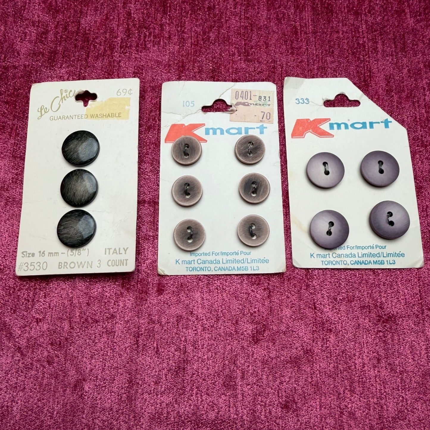 Le Chic Kmart Rare Vintage Buttons Lot 13 Count Wood Grain Italy Retro Sewing