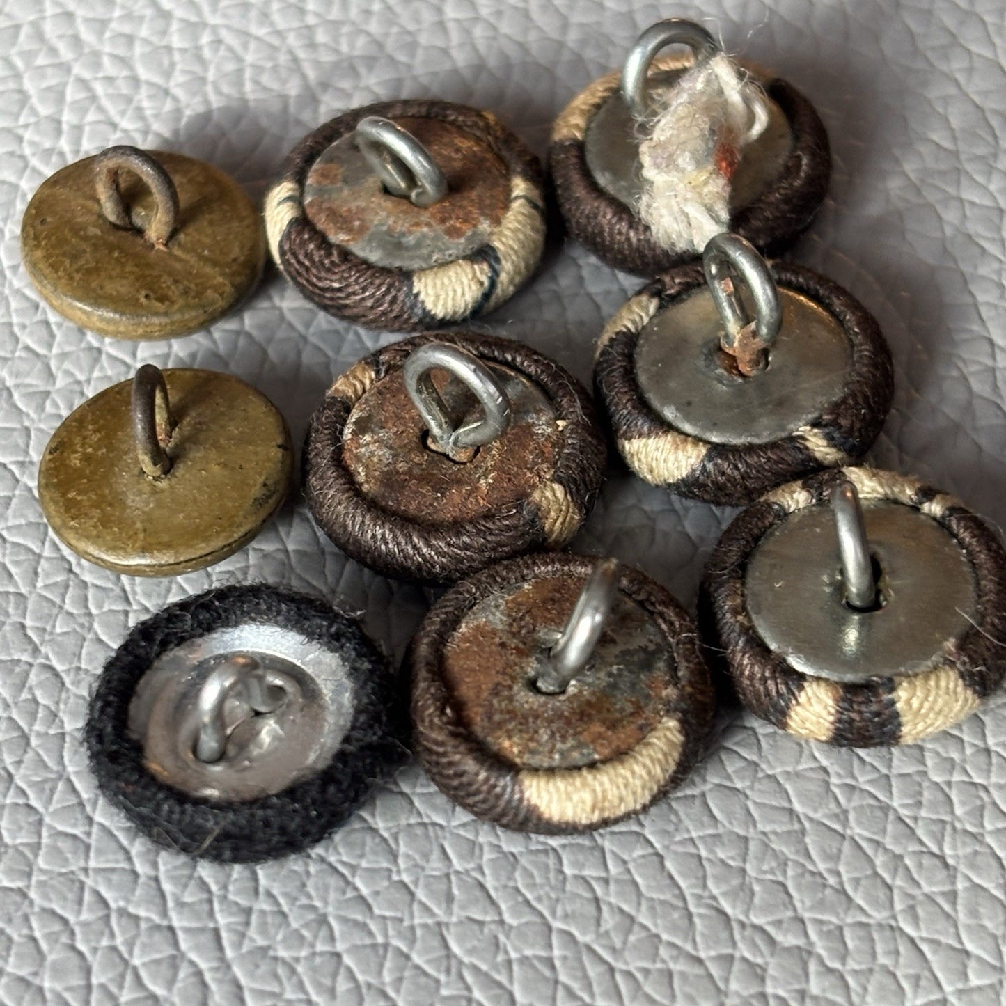 Vintage Fabric Covered Button Lot 1930s–50s Wool Tweed Satin & Thread Wrapped