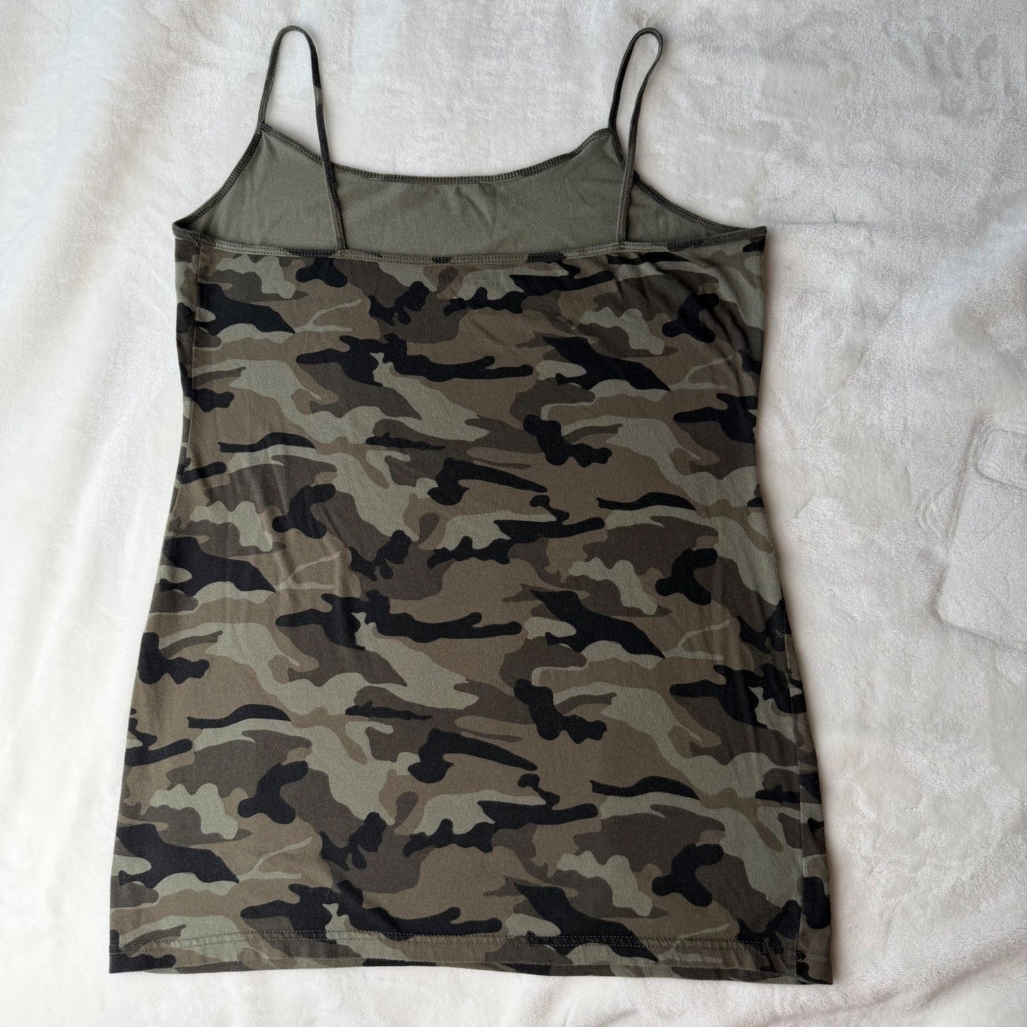 George Camisole Tank Top Camo Print Stretch Cotton Utility Gorpcore Longline XL