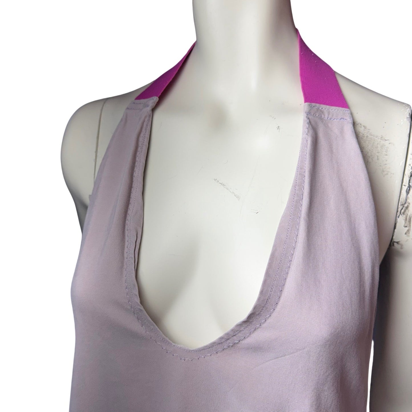 Simpłe Halter Mini Dress Open Back Boho Festival Beach Lavender Magenta Medium