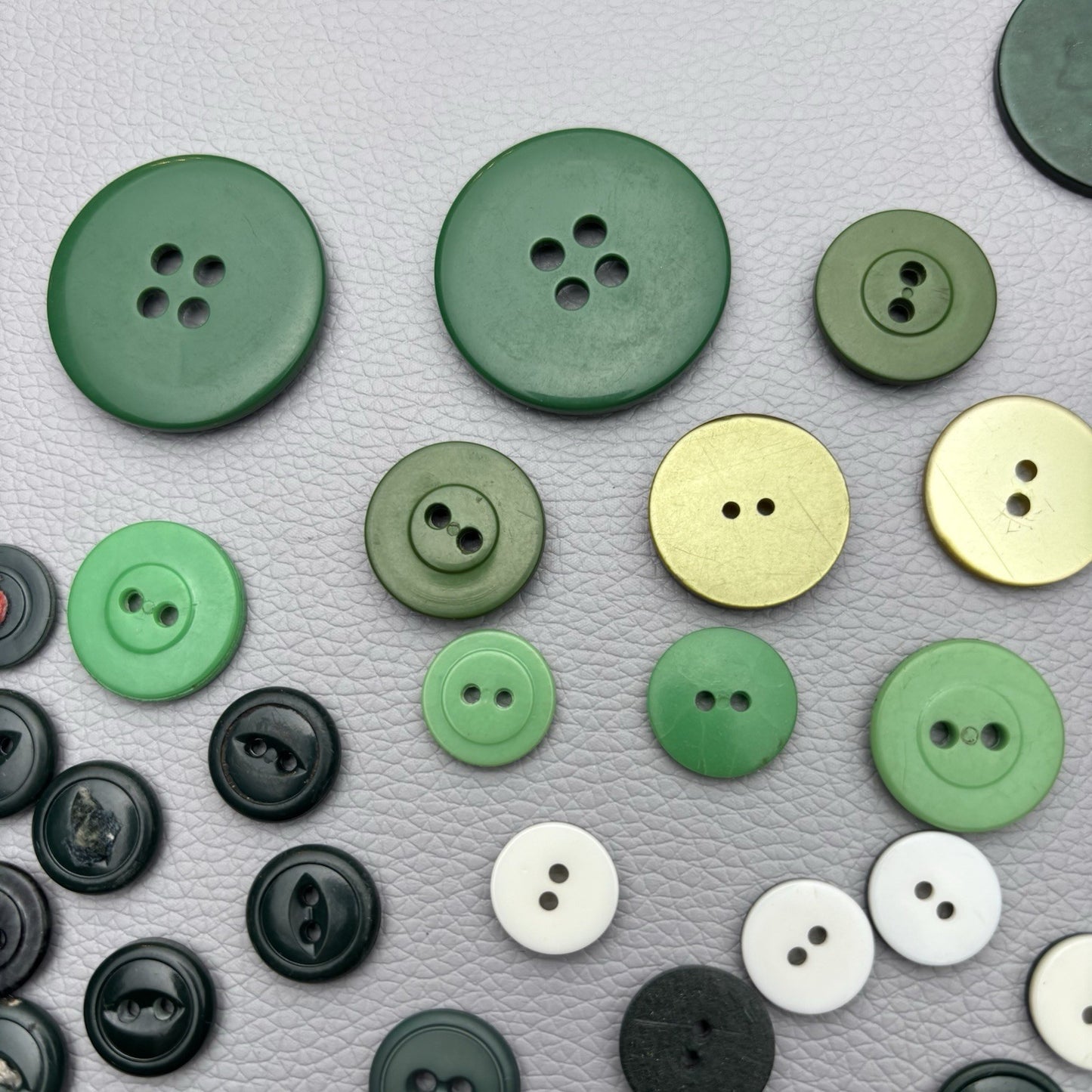 Vintage Green Button Lot 58 Piece Emerald, Olive, Chartreuse & Swirl Designs –
