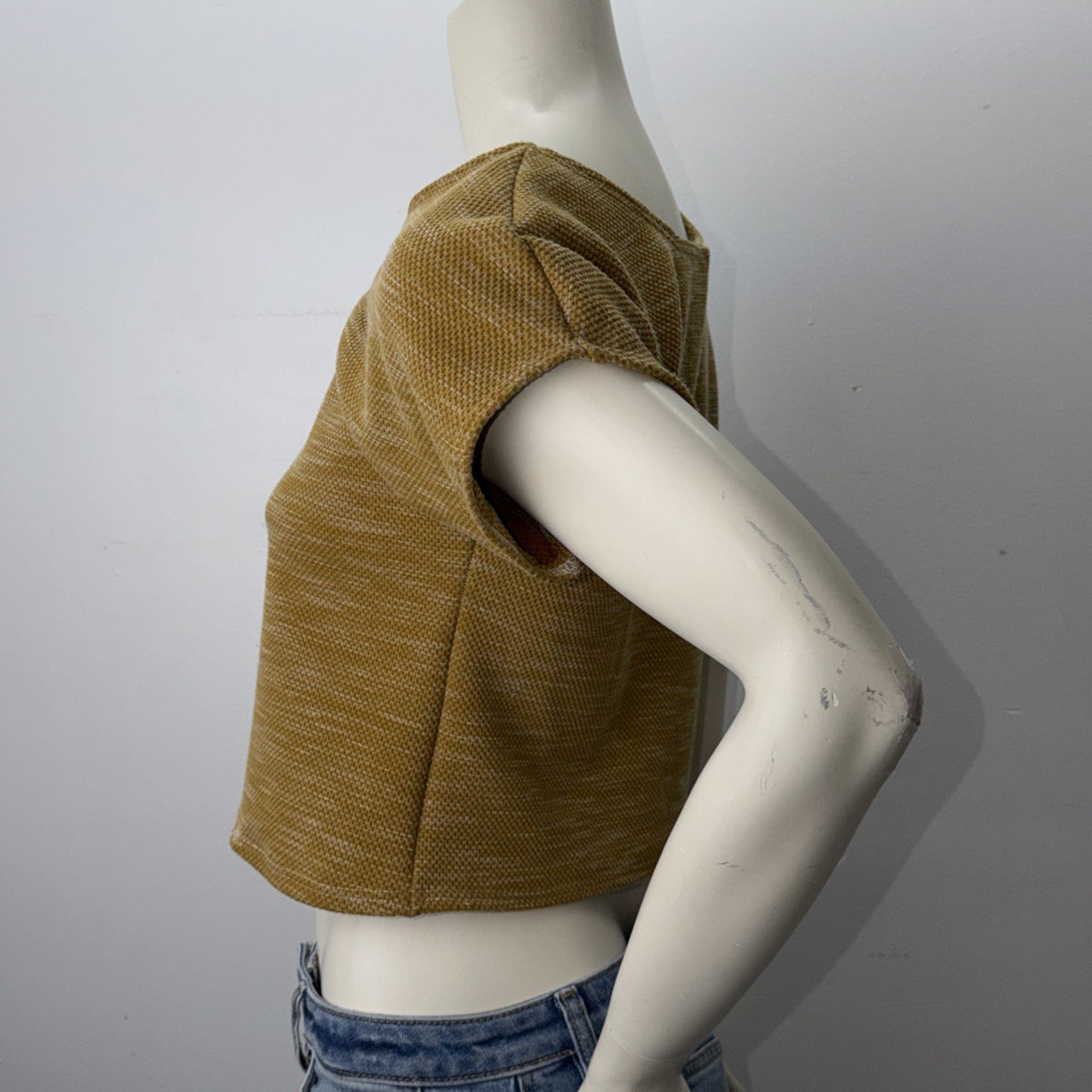 Burnt Orange Woman’s  Asymmetrical  Cold Shoulder Crop Top In Sz Medium Festival