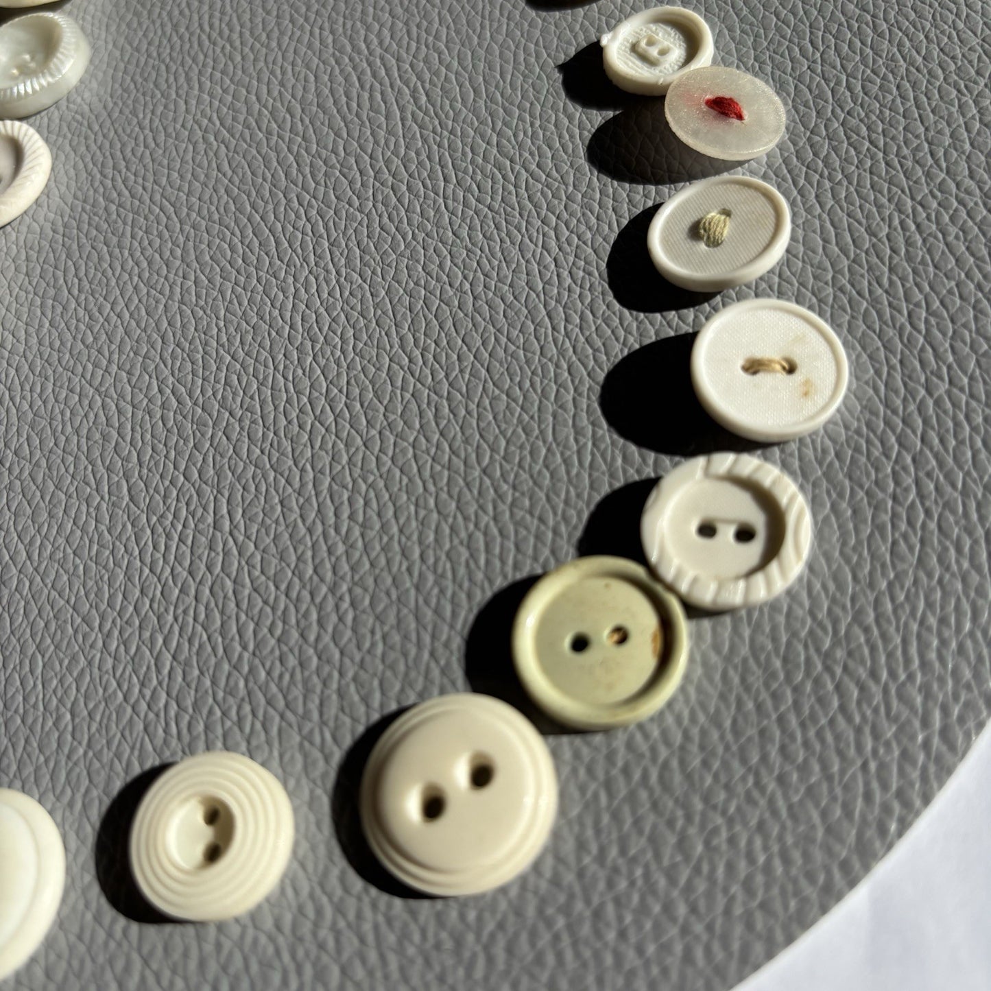 Vintage White Button Lot ~ 113  Mixed Material Size Small Medium large 2 Hole