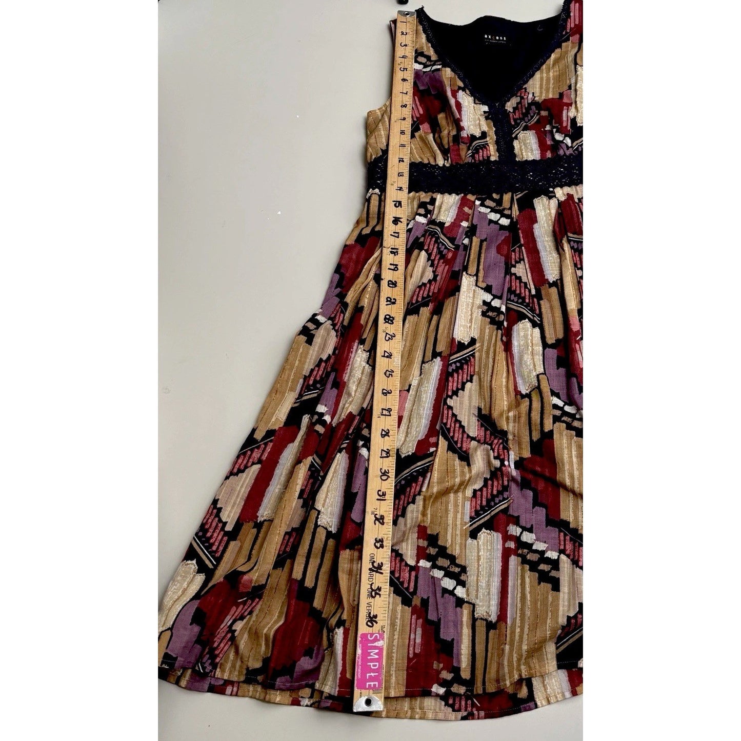 Axcess by Liz Claiborne Abstract Print Sleeveless Dress Boho Retro Style M