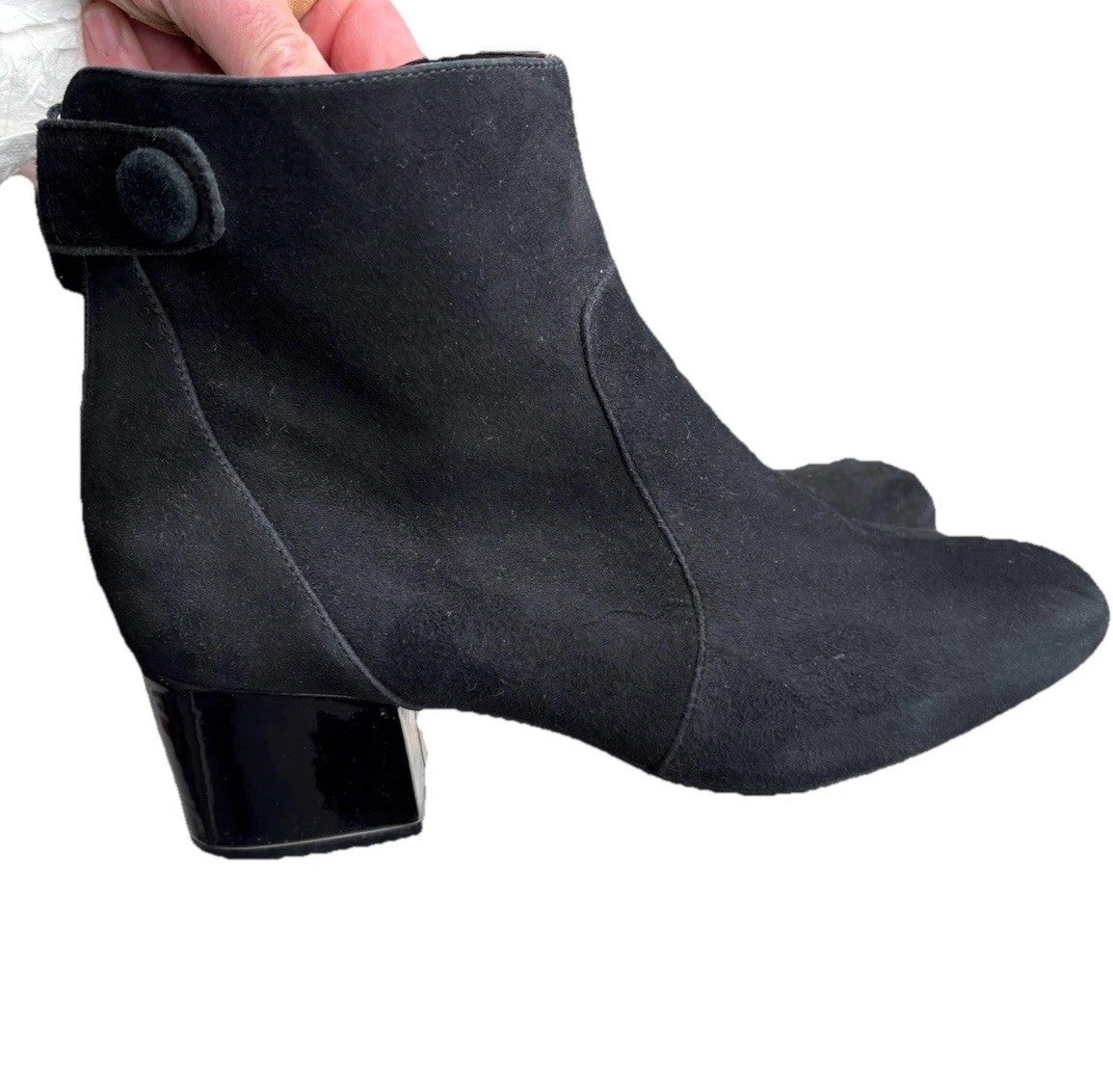 Bandolino Ankle Boots Women’s Size 8.5 Black Patent Block Heel Snap Closure