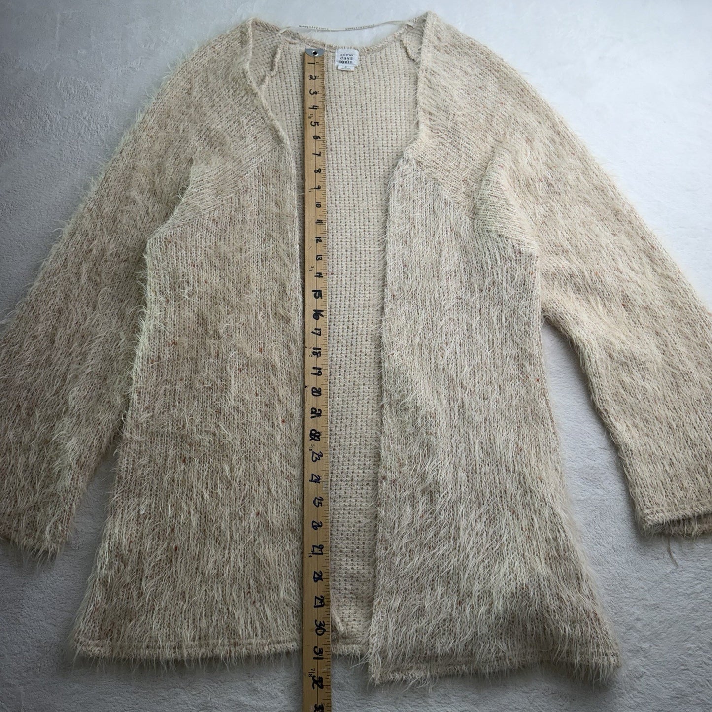 Some Days Lovin Fuzzy Pink Cardigan Eyelash Open Front Sweater  Women’s Small