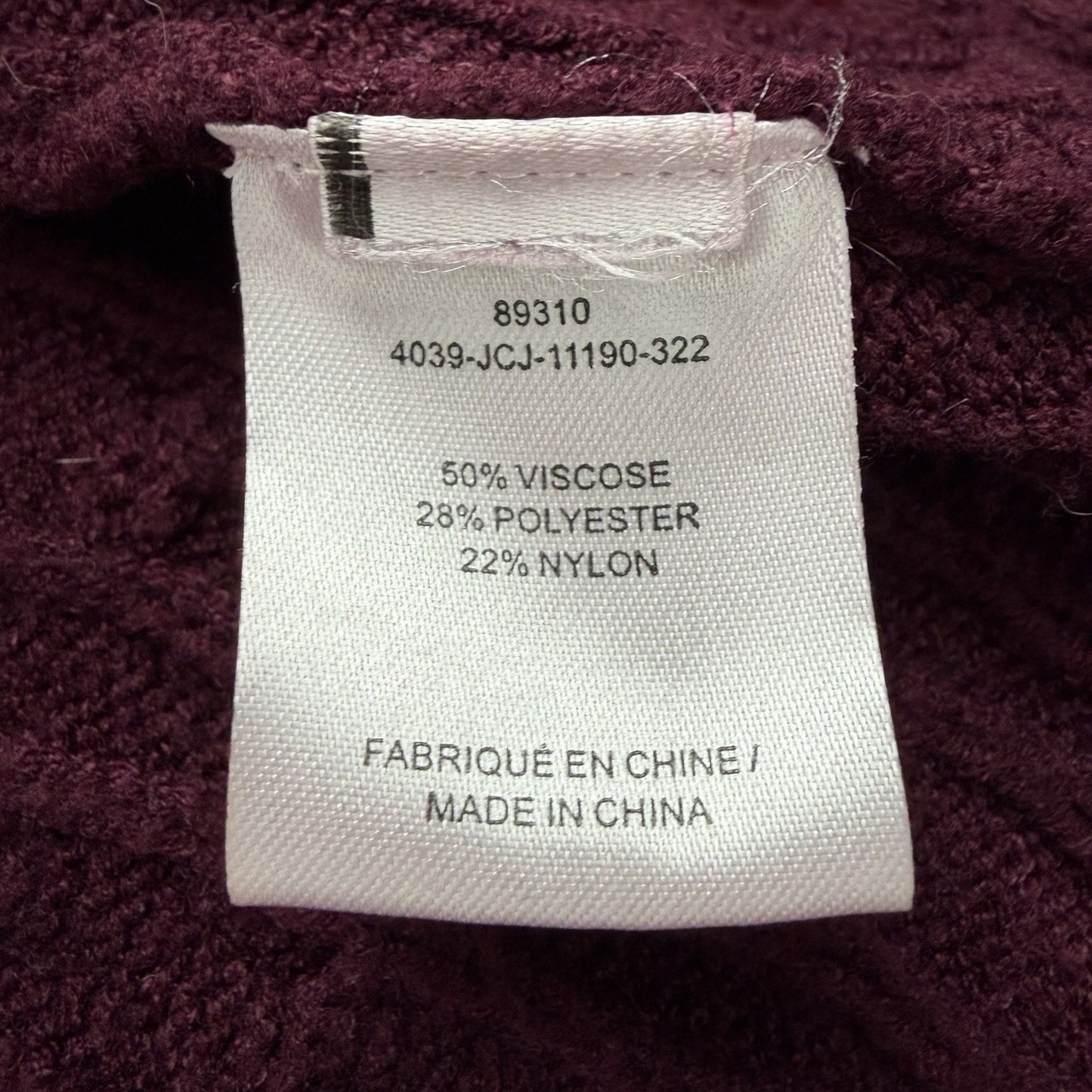 LAURA petites Dark Purple Cardigan Cable Knit Women's Sz Small Open Front Casual