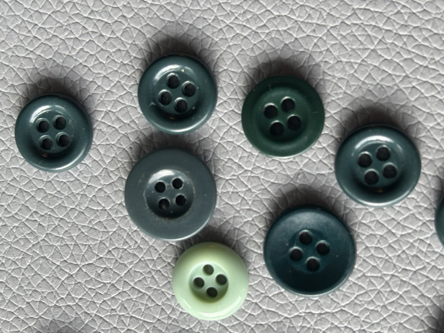 Vintage Button Lot Of 59 Early Plastic Four Hole Buttons Grey Taupe White Brown
