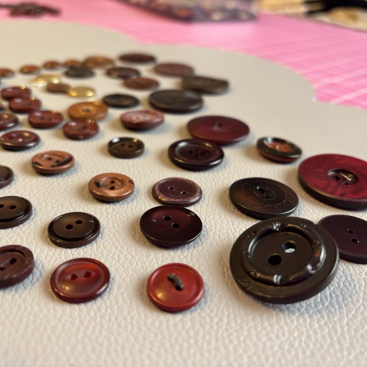 Vintage + New Burgundy And Red  Button Lot. Two Hole + Four Hole Plastic