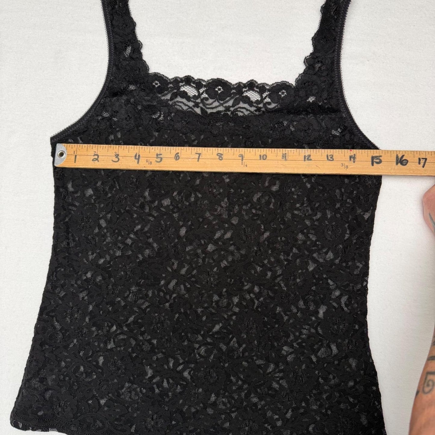 Vintage Handmade Black Floral Lace Top Women S/M Whimsigoth Y2K Grunge Romantic