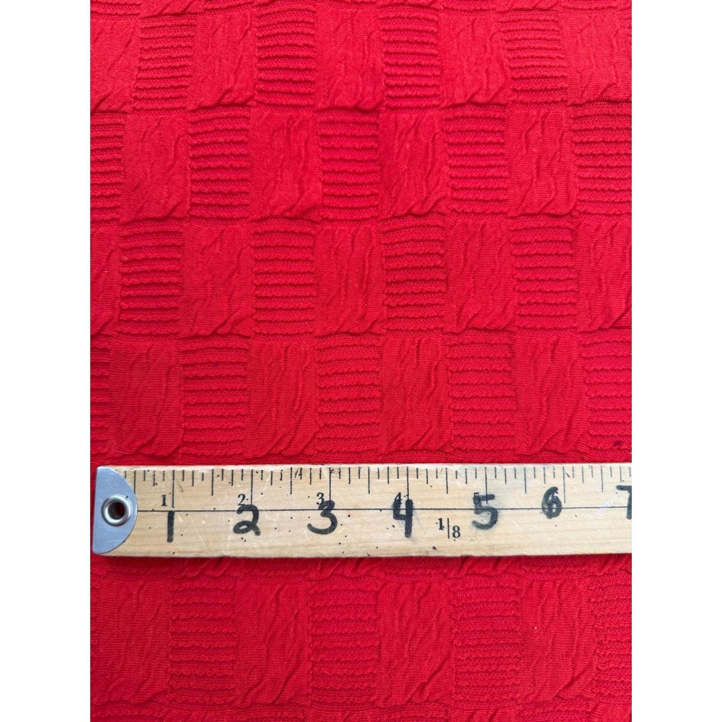Vintage Red Textured Basketweave Cable Knit Fabric 54x60" Sewing Craft Material