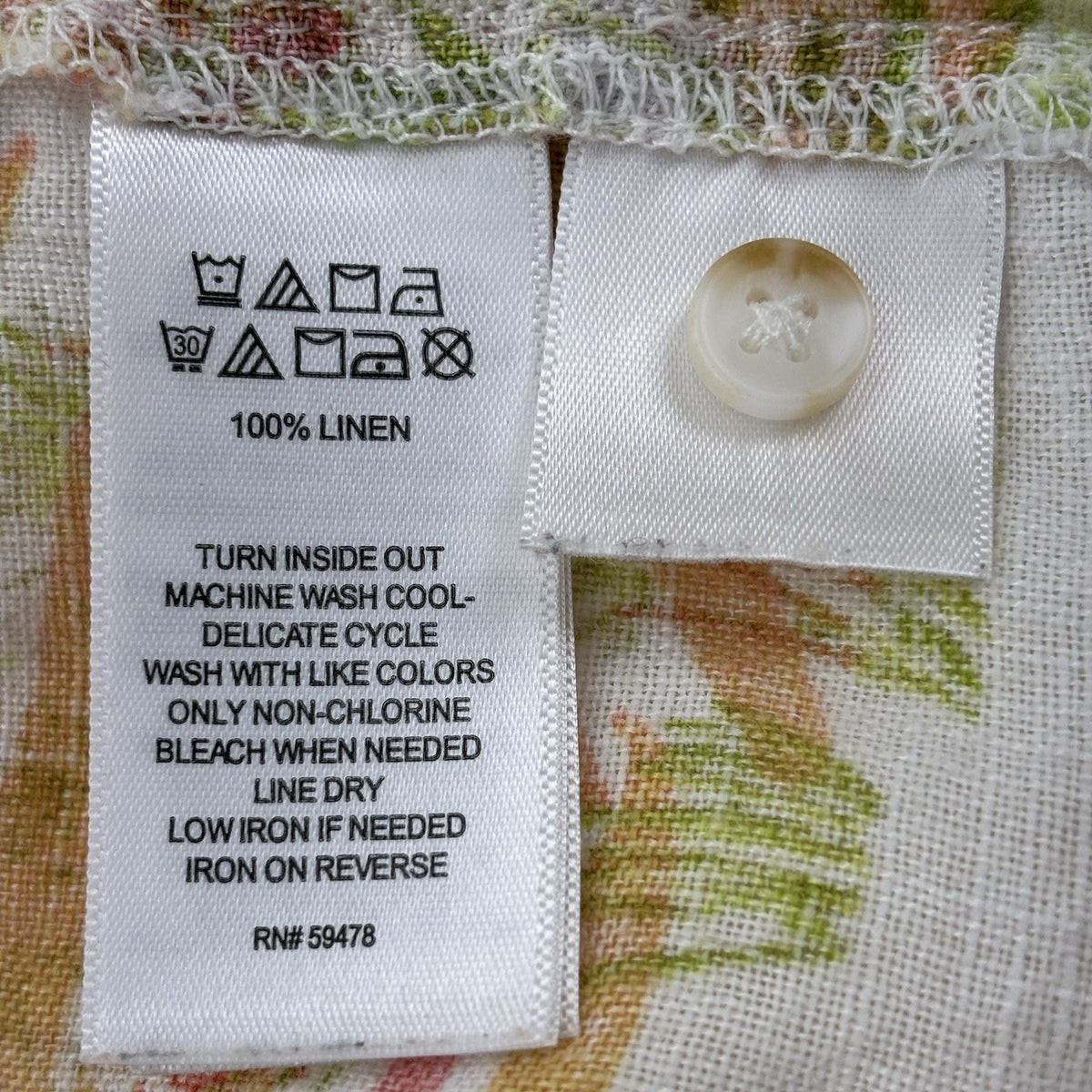 Cynthia Rowley 100% Linen Crop Shirt M Tropical Coastal Resort Print Button Vaca
