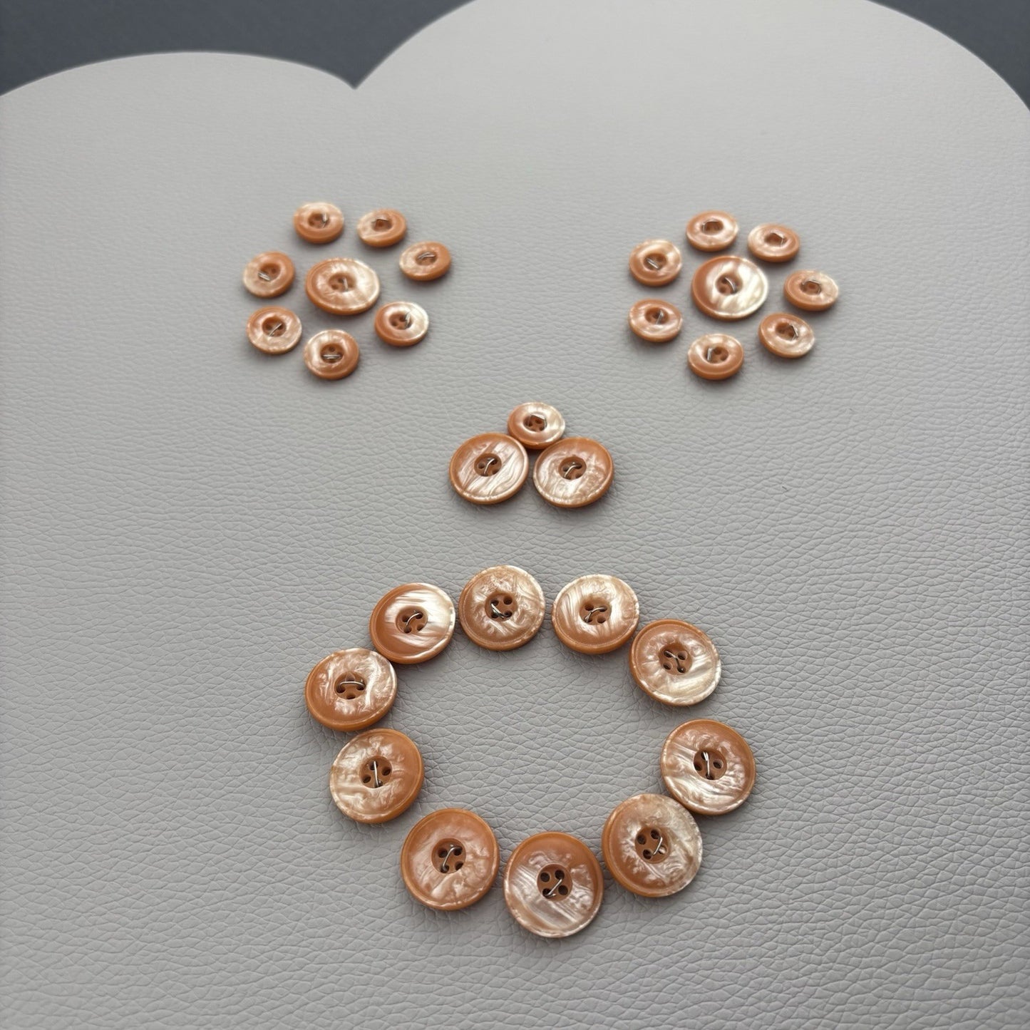 Caramel Pearl-Finish Button Lot | 20pcs Metal Shank Retro Sewing Buttons