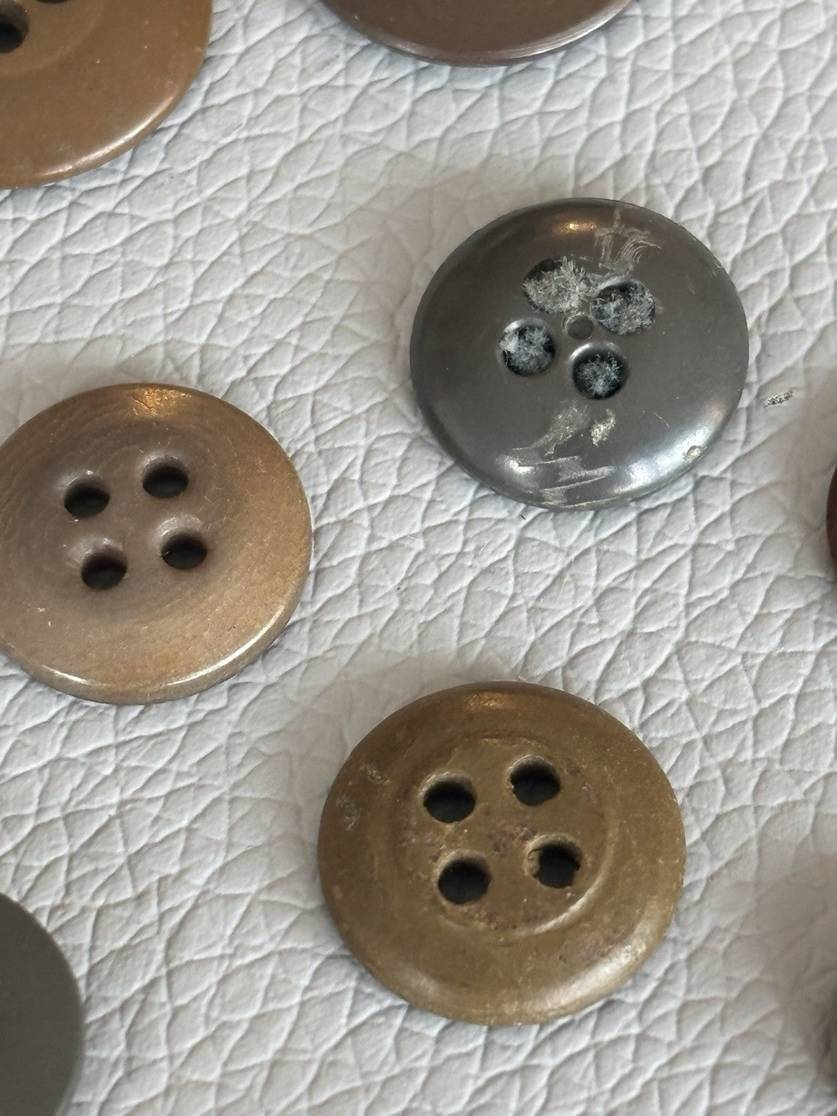 Vintage Lot Of 40 Brown Grey Beige Green Four Hole Buttons. Celluloid Glass