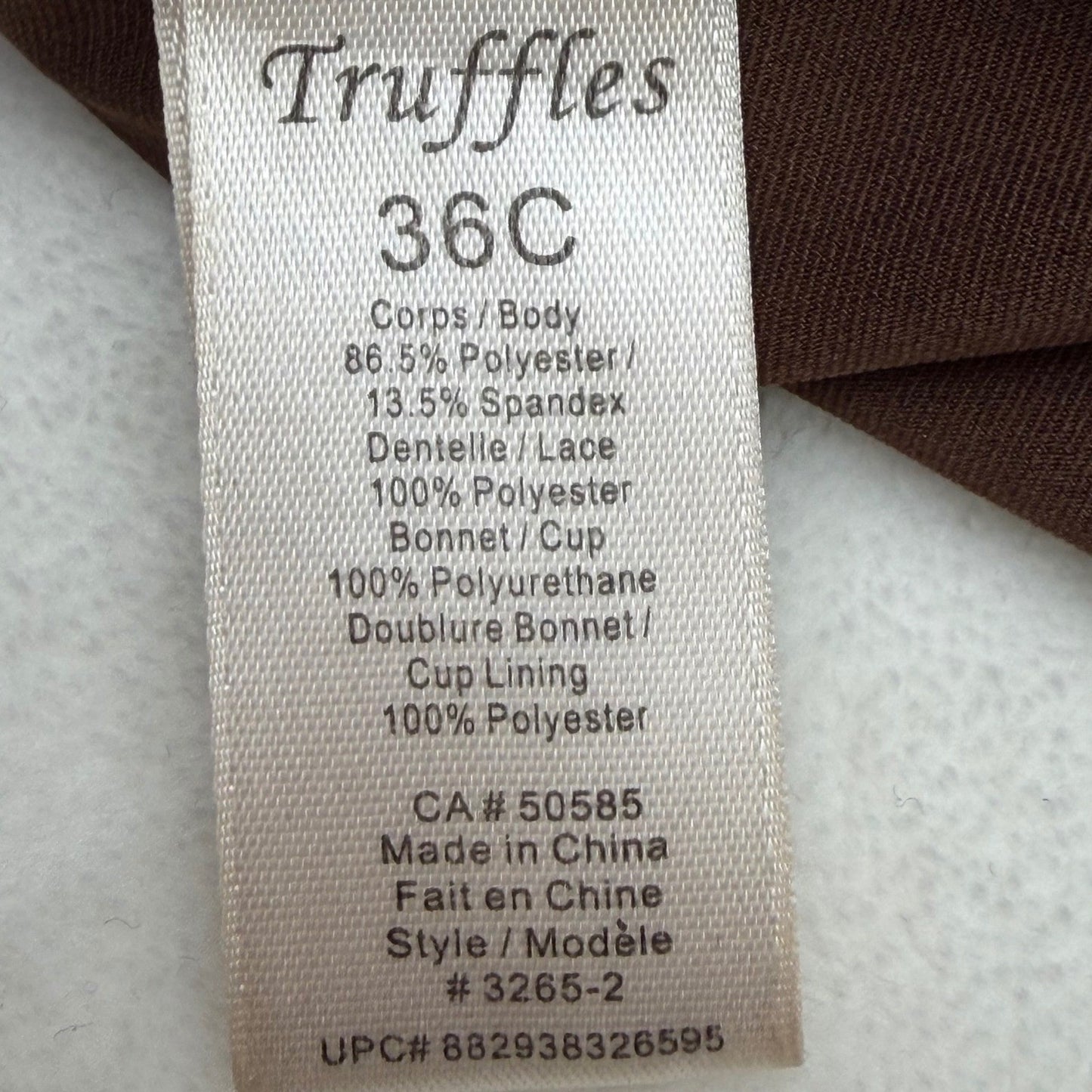 Truffles Brown Camisole Bra Top Underwire Lace Trim Y2K Coquette Romantic 36C