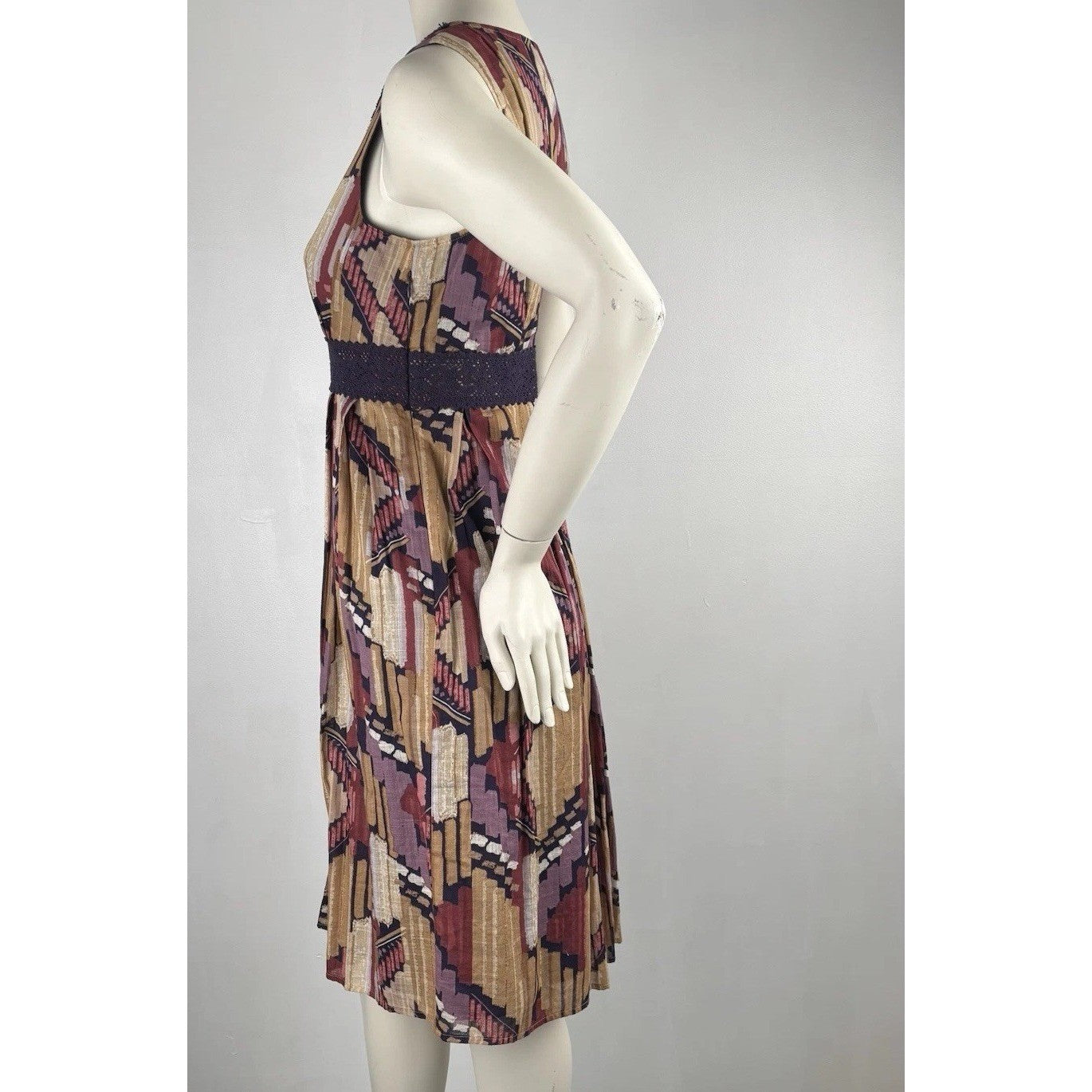 Axcess by Liz Claiborne Abstract Print Sleeveless Dress Boho Retro Style M