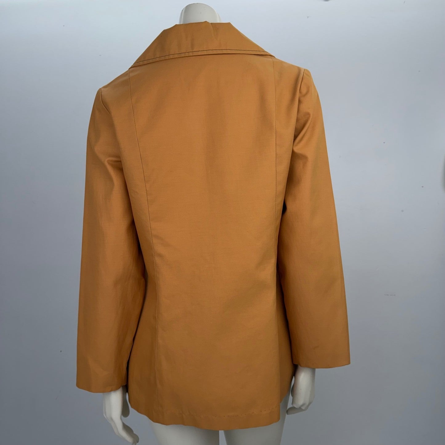 Vintage 70s Mustard Yellow Embroidered Button Up Jacket Pointed Collar Retro