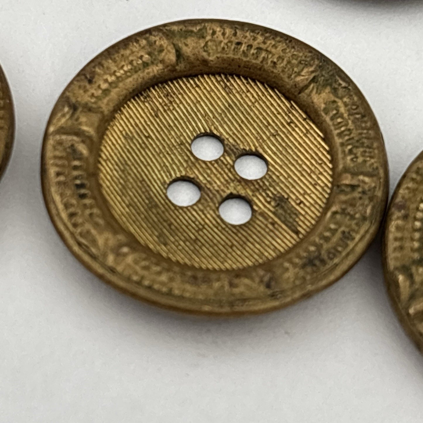 Vintage Brass & Black Button Lot – 29 Enamel Crest, Textured & Etched Designs,