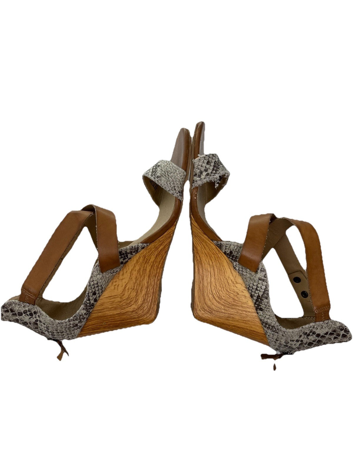 Kenneth Cole Sz 10 Beige Snakeskin Strappy Leather Sandals Witchy Classic Safari