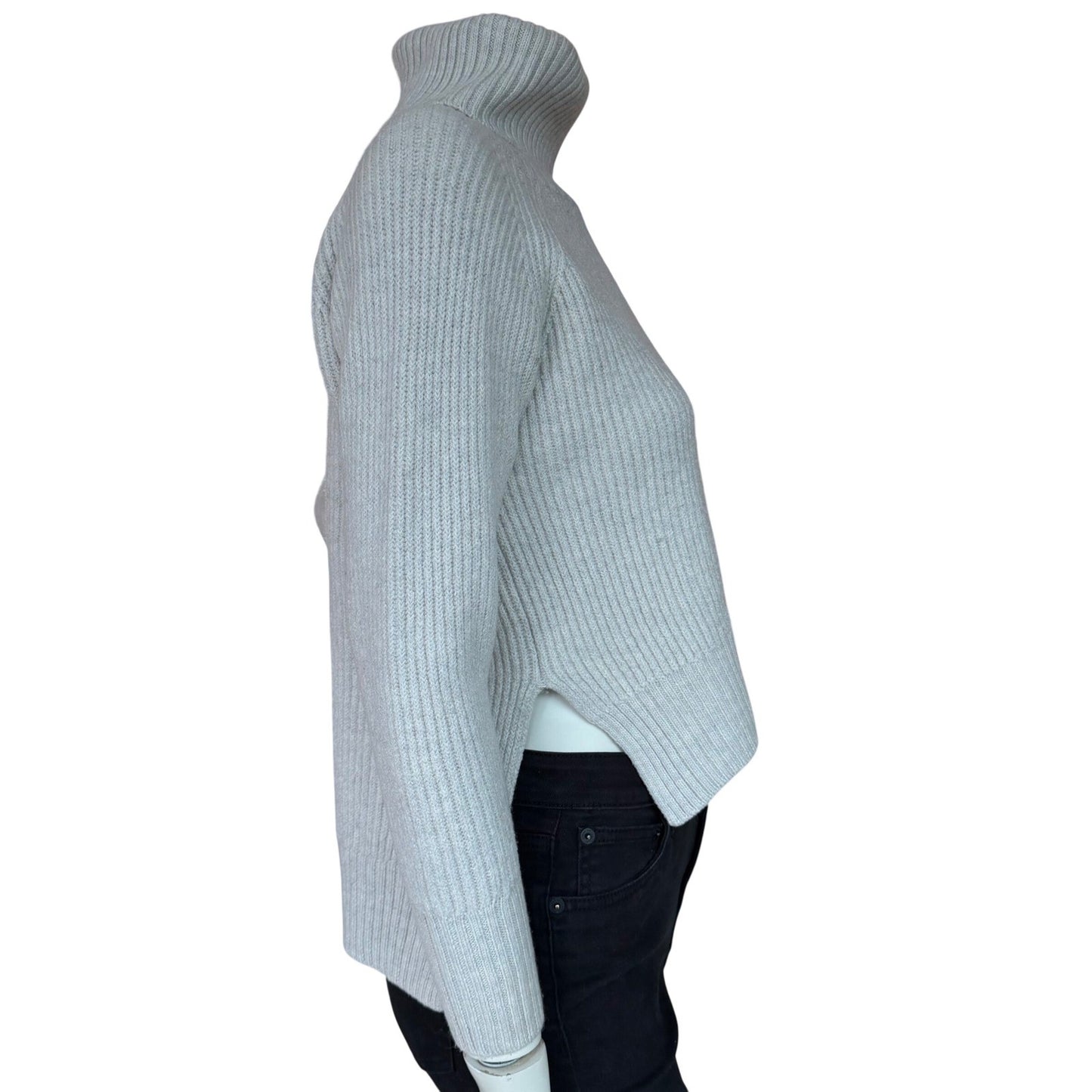 Aritzia Sweater Wilfred Free 100% Merino Wool Ribbed Turtleneck Gray Old Money