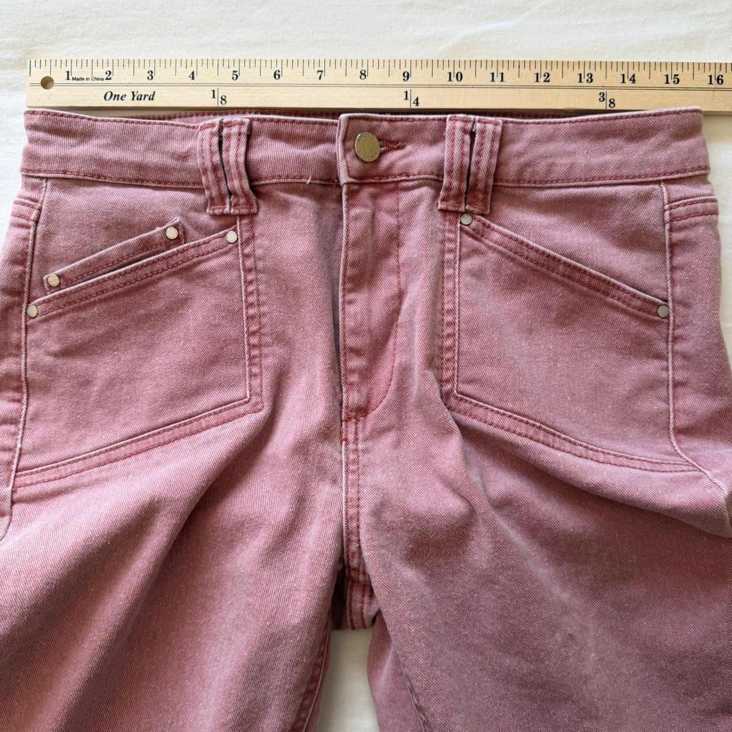 Jordache Jeans Womens High Rise Utility Straight Leg Dusty Rose Mauve Size 8