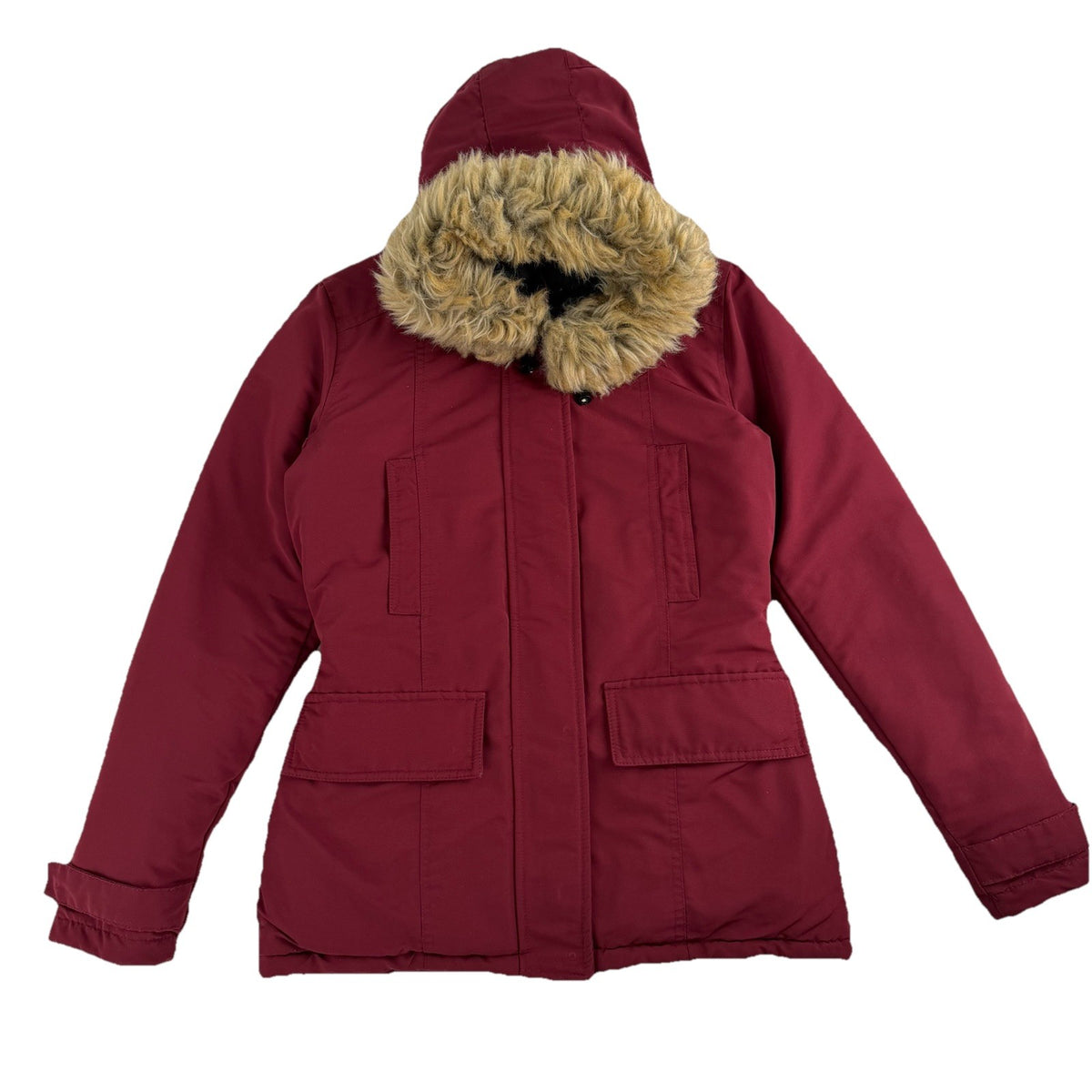 Bluenotes Women’s Parka Coat X-Small  Insulated Hooded Removable Fur 4 Pockets