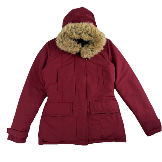 Bluenotes Women’s Parka Coat X-Small  Insulated Hooded Removable Fur 4 Pockets