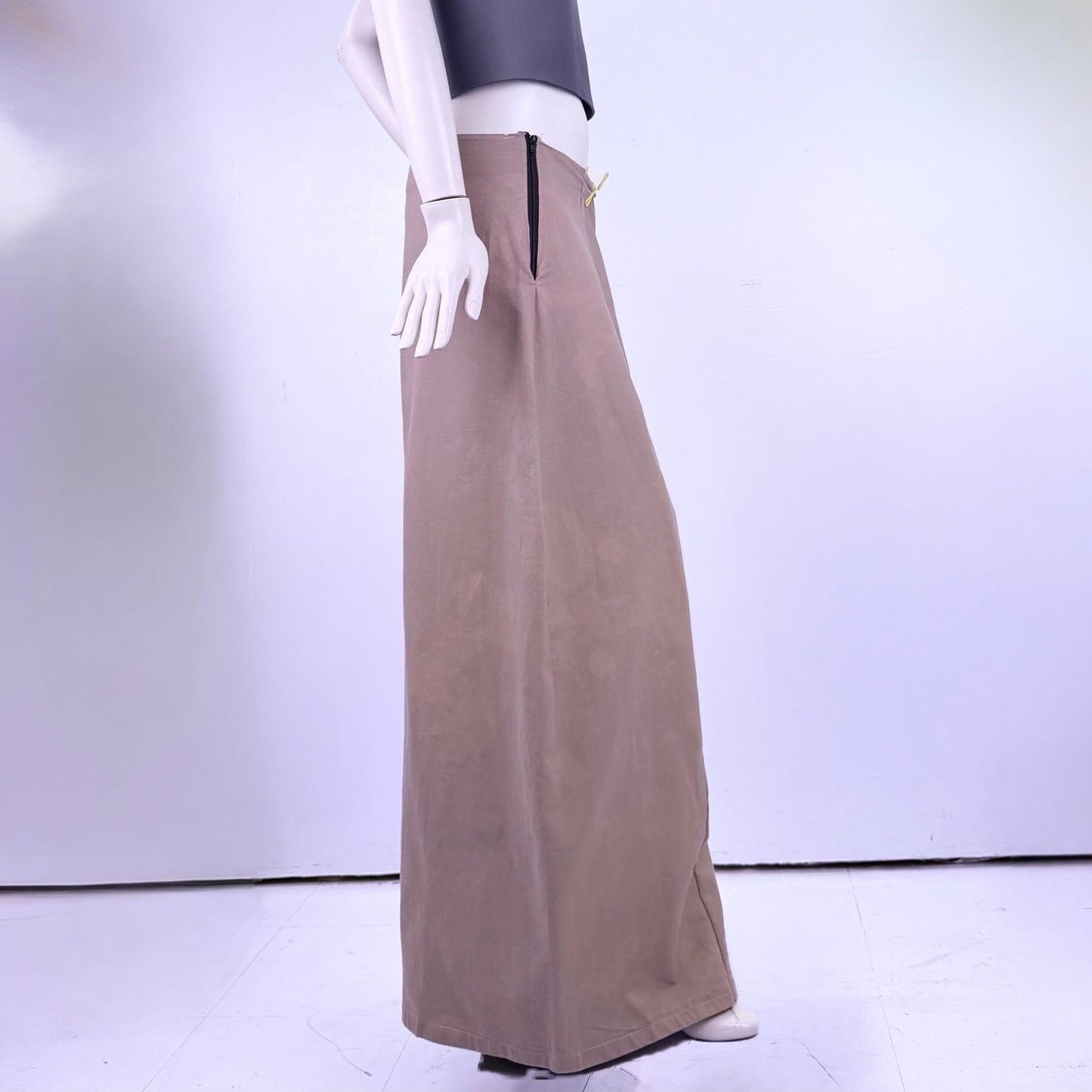 Simple  Wide Leg Trousers Tan Streetwear Rave Pants Large