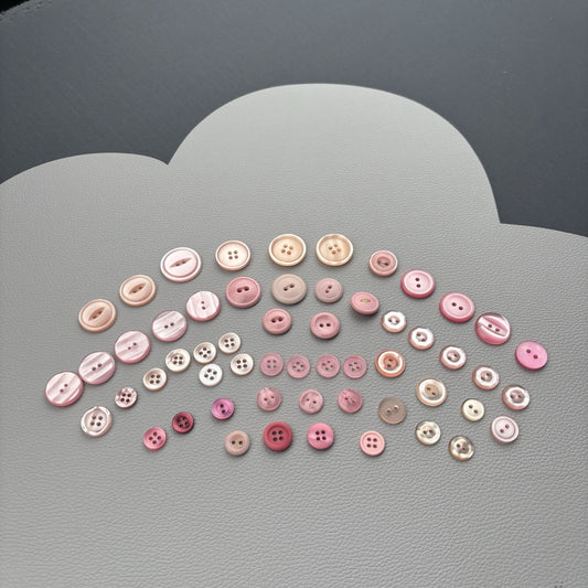 Vintage Pink Button Lot | 56 Pcs Blush & Rose Casein  Mix Mid Century Sewing