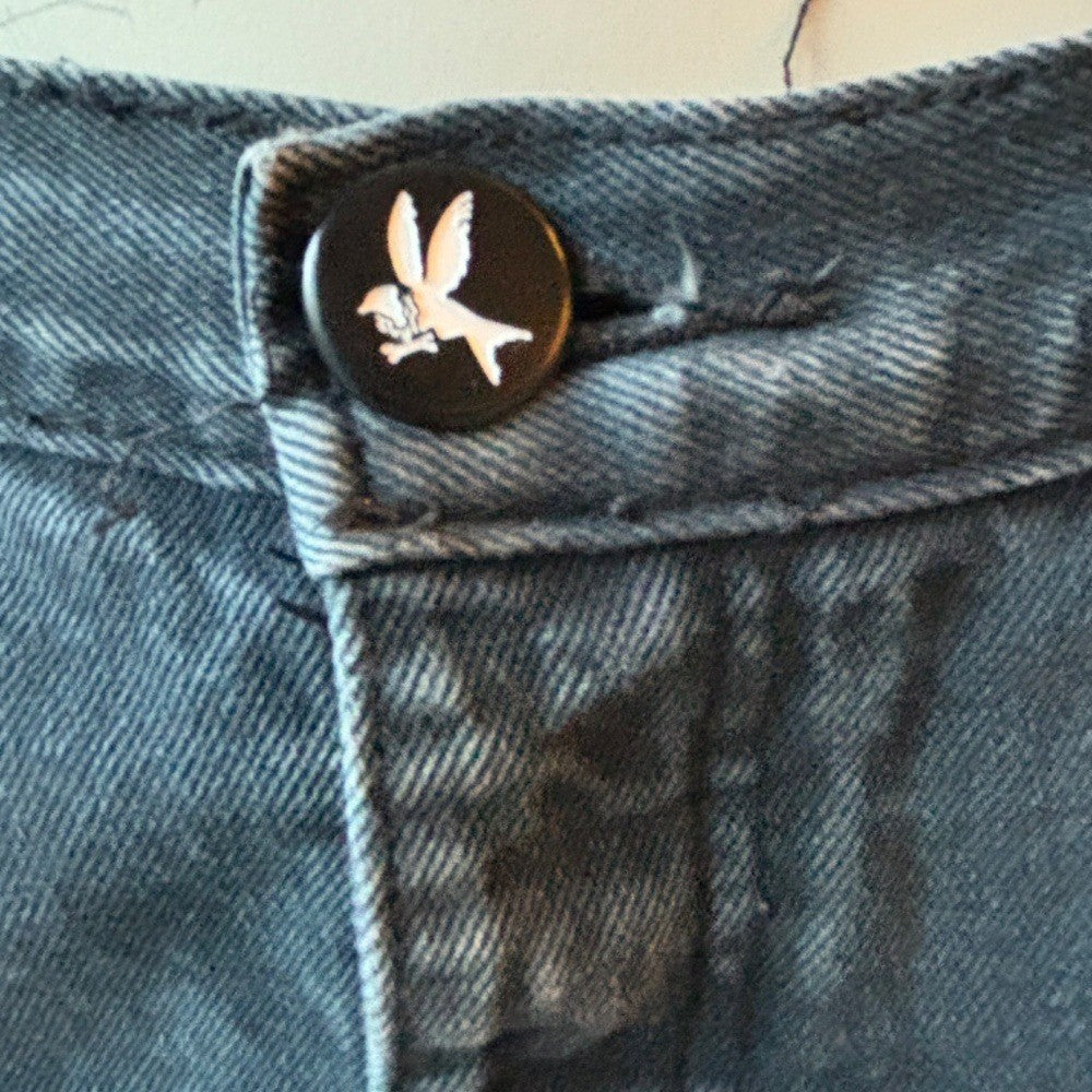 One Teaspoon Jean Shorts Black distressed button fly low rise
