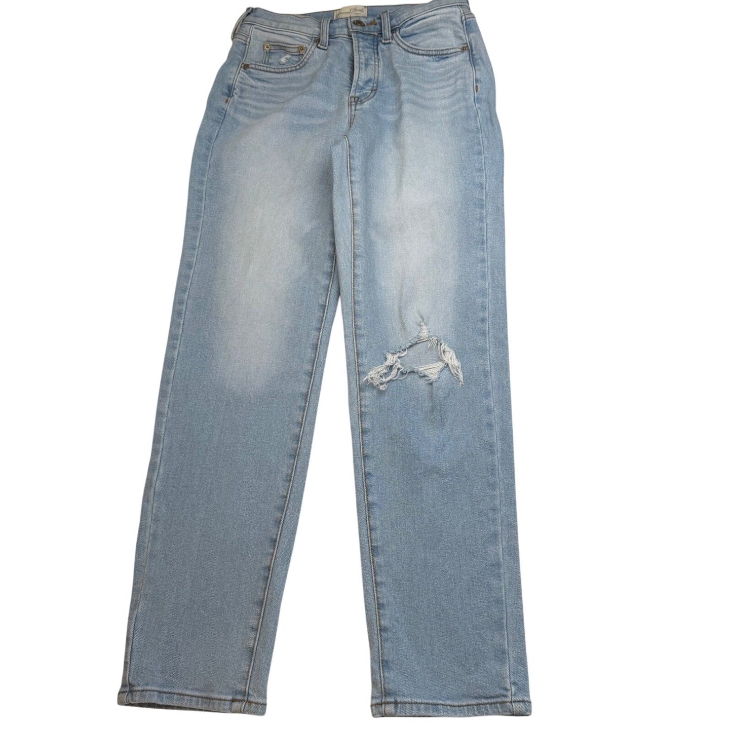 Universal Thread Light Wash Straight Leg Jeans Distressed Knee – Size 4R