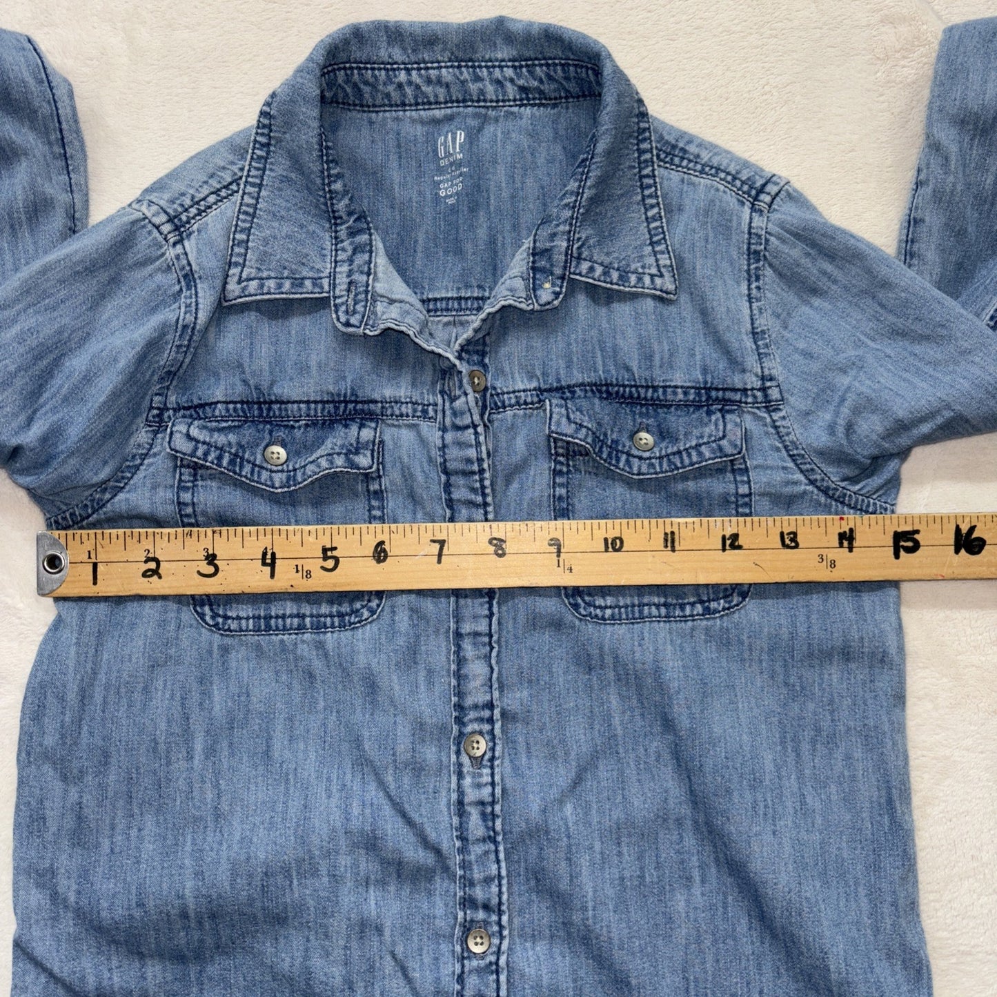 Gap Denim Girl's GAP FOR GOOD Button Down Shirt Dress Sz Large Cowgirl Western