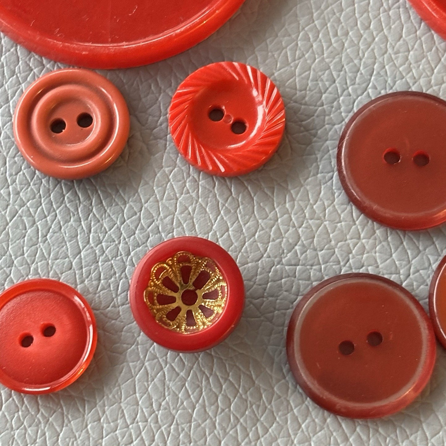 Vintage Red Button Lot Two Hole, Early Plastics Sewing Crafts Small Medium Large
