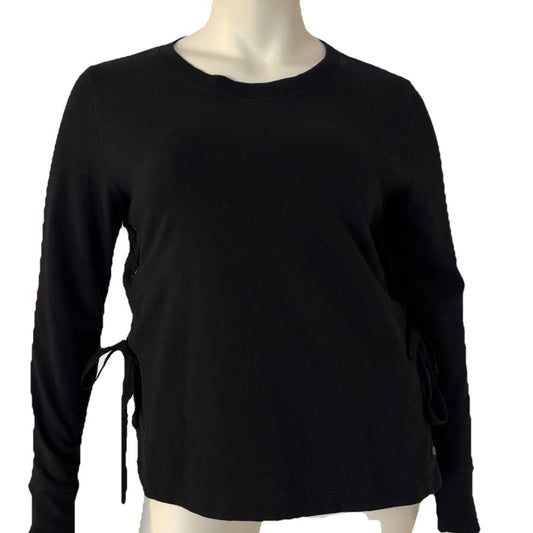 Well + Calm Black Sweattop Women’s Large Grommets Lace Up Sides Gothcore Y2K