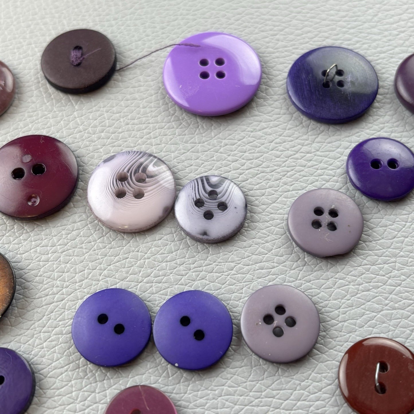 Vintage + New Purple Two Hole + Four Hole Round Button Lot 67 Pieces Sew Crafts