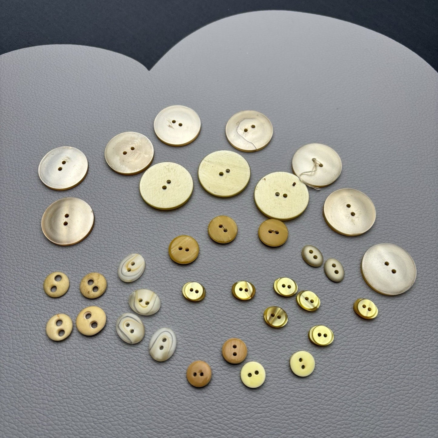 Vintage Mixed Button Lot (60pcs) – Earth Tone Neutrals + Soft Pastels  40’s-60’s