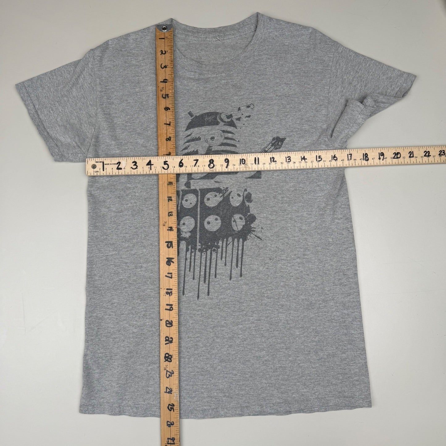 Doctor Who T-Shirt Dalek Drip Graphic Gray Geekcore Sci-Fi BBC Tee Small
