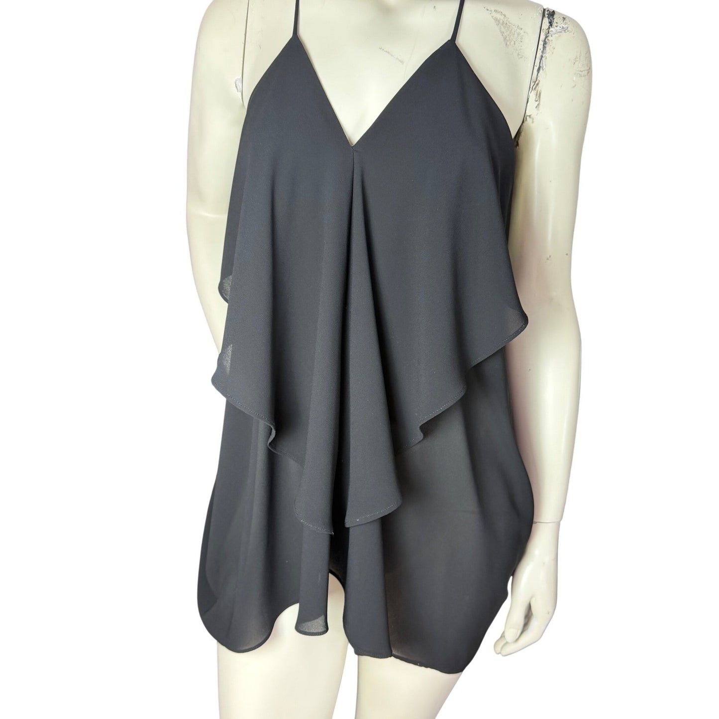 Minimum Ophelia Top Black Ruffle Drape Back Scandi Chic Minimalist Small