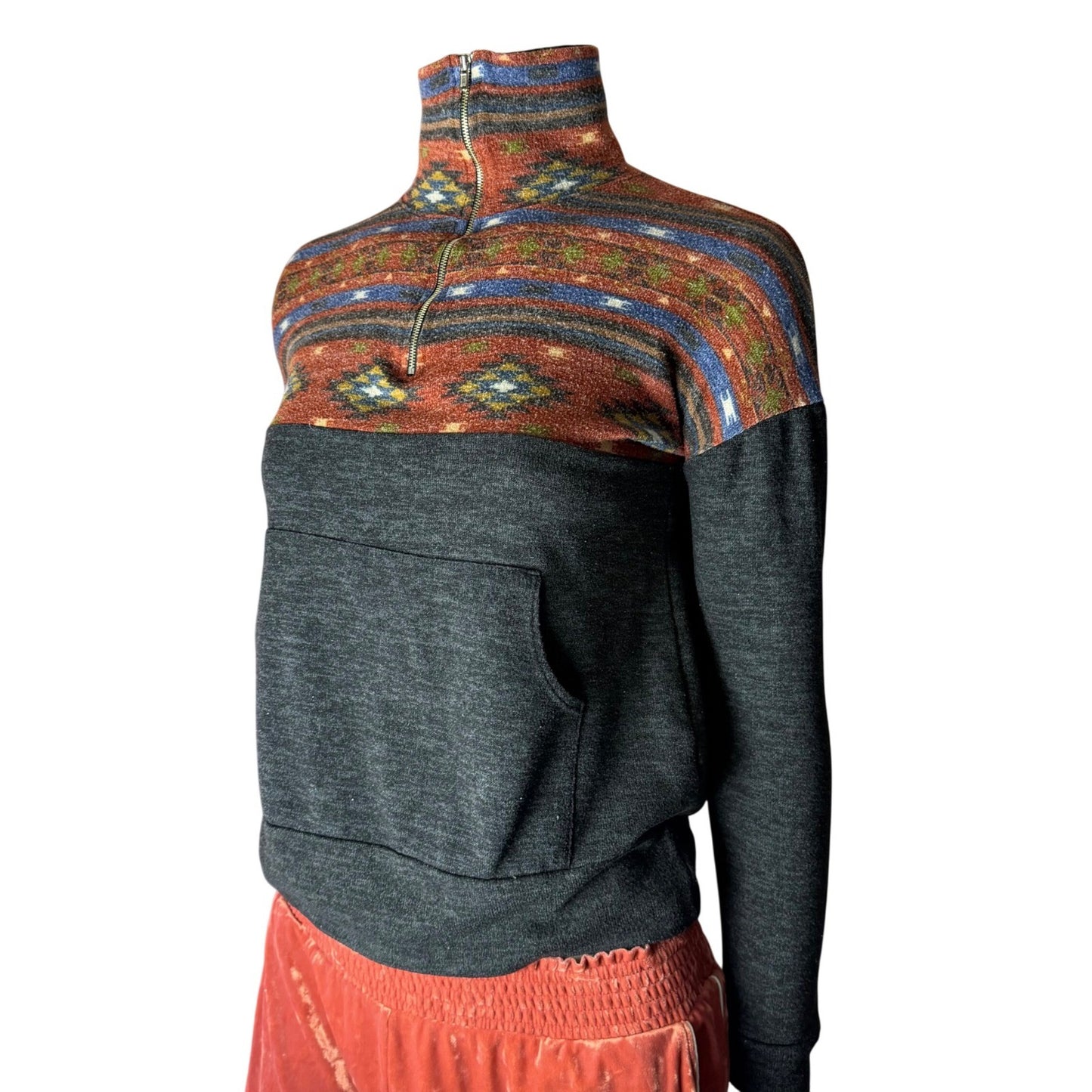 Eclipse 1/4 Zip Pullover Southwestern Print Gorpcore Cabincore Grandmacore S