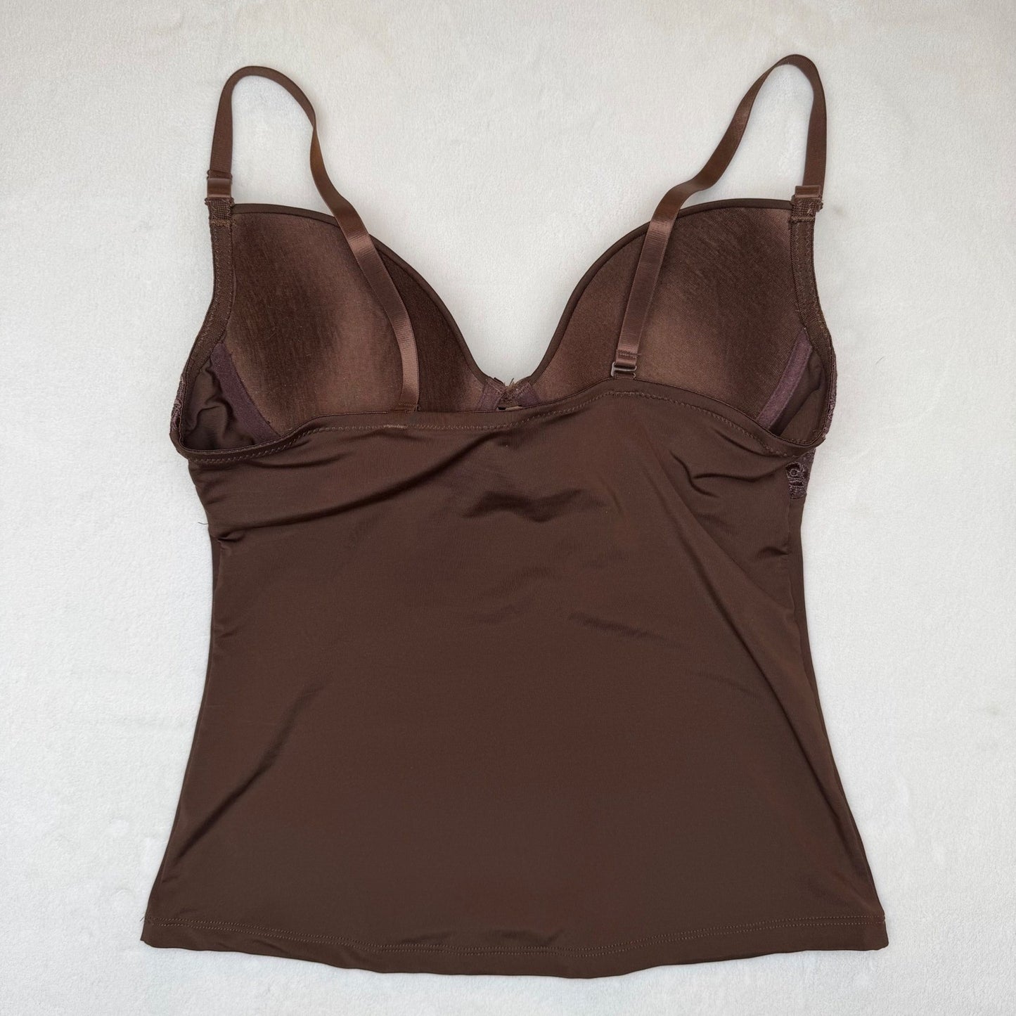 Truffles Brown Camisole Bra Top Underwire Lace Trim Y2K Coquette Romantic 36C