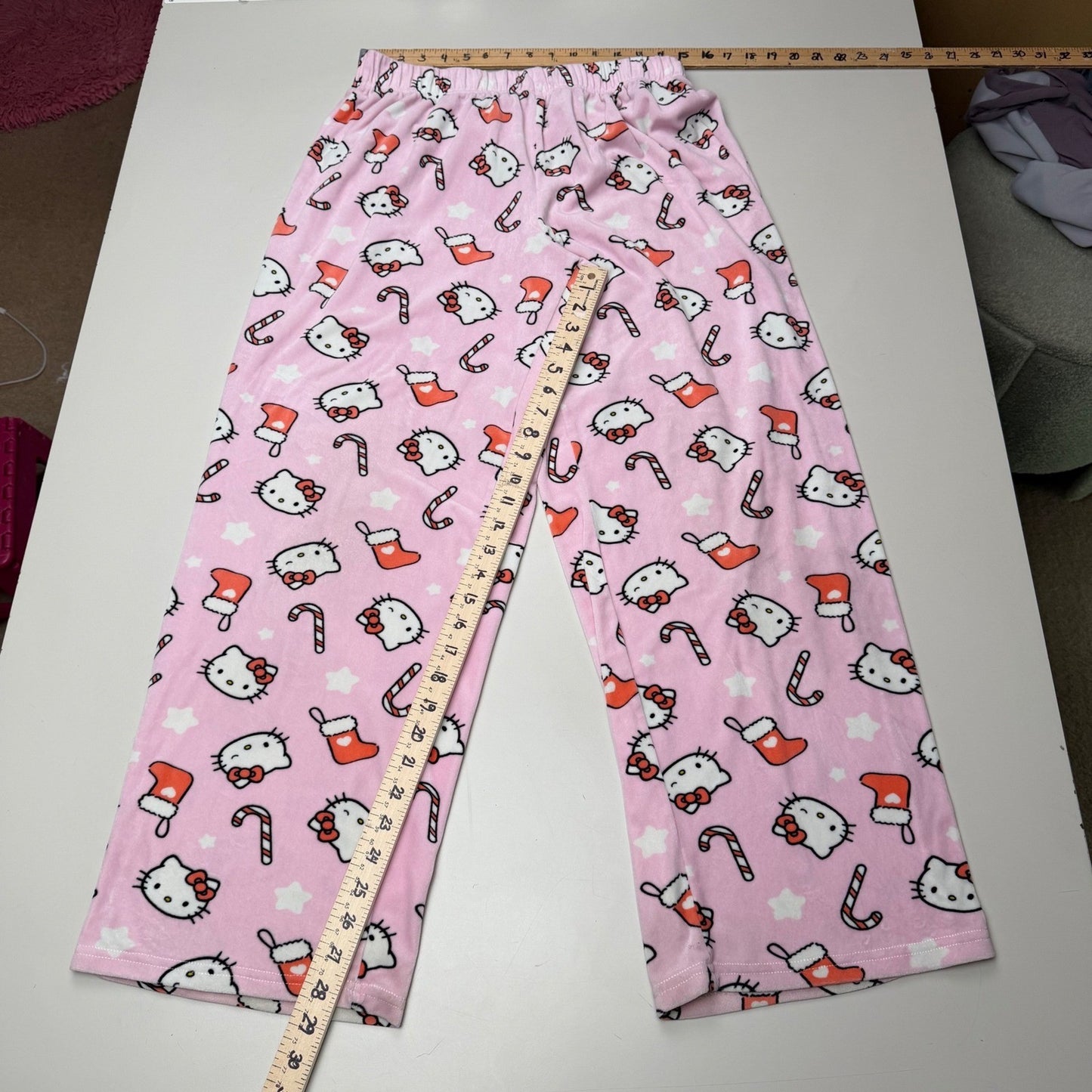 Hello Kitty Pajama Set Christmas Pink Plush Kawaii Coquette Sanrio Sleepwear XL
