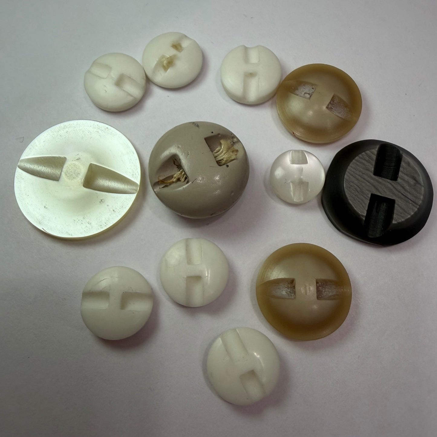 Vintage Button Lot Neutral Tones Shank Buttons Coat Replacement Sewing Supplies
