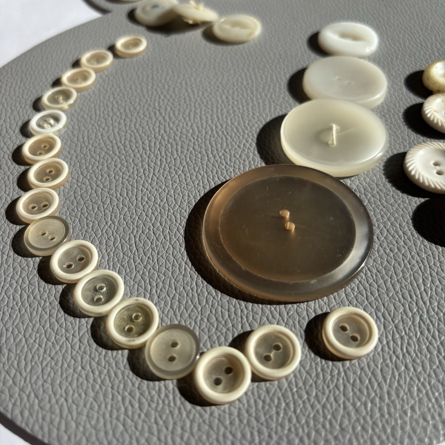 Vintage White Button Lot ~ 113  Mixed Material Size Small Medium large 2 Hole
