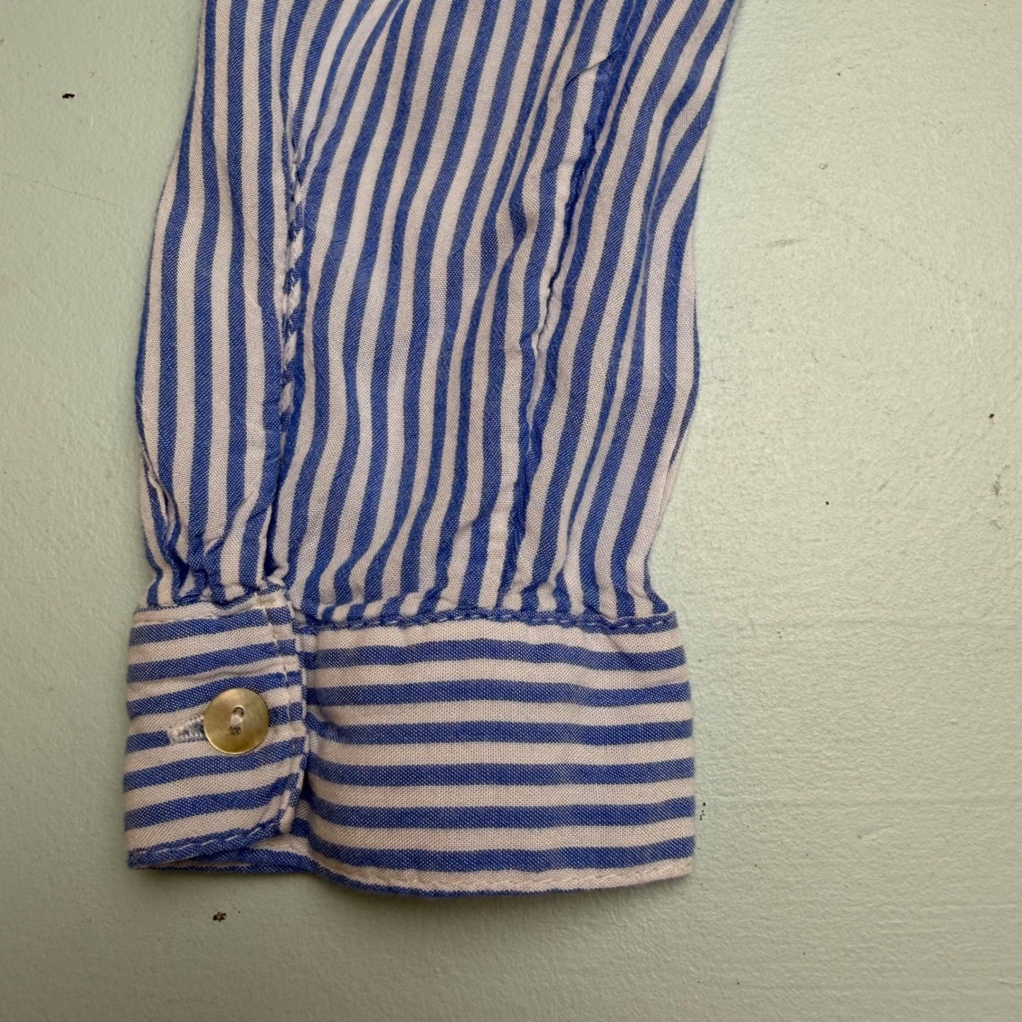 Love Tree Striped Button Down Shirt nautical Preppy Coastal Grandmother Sz S