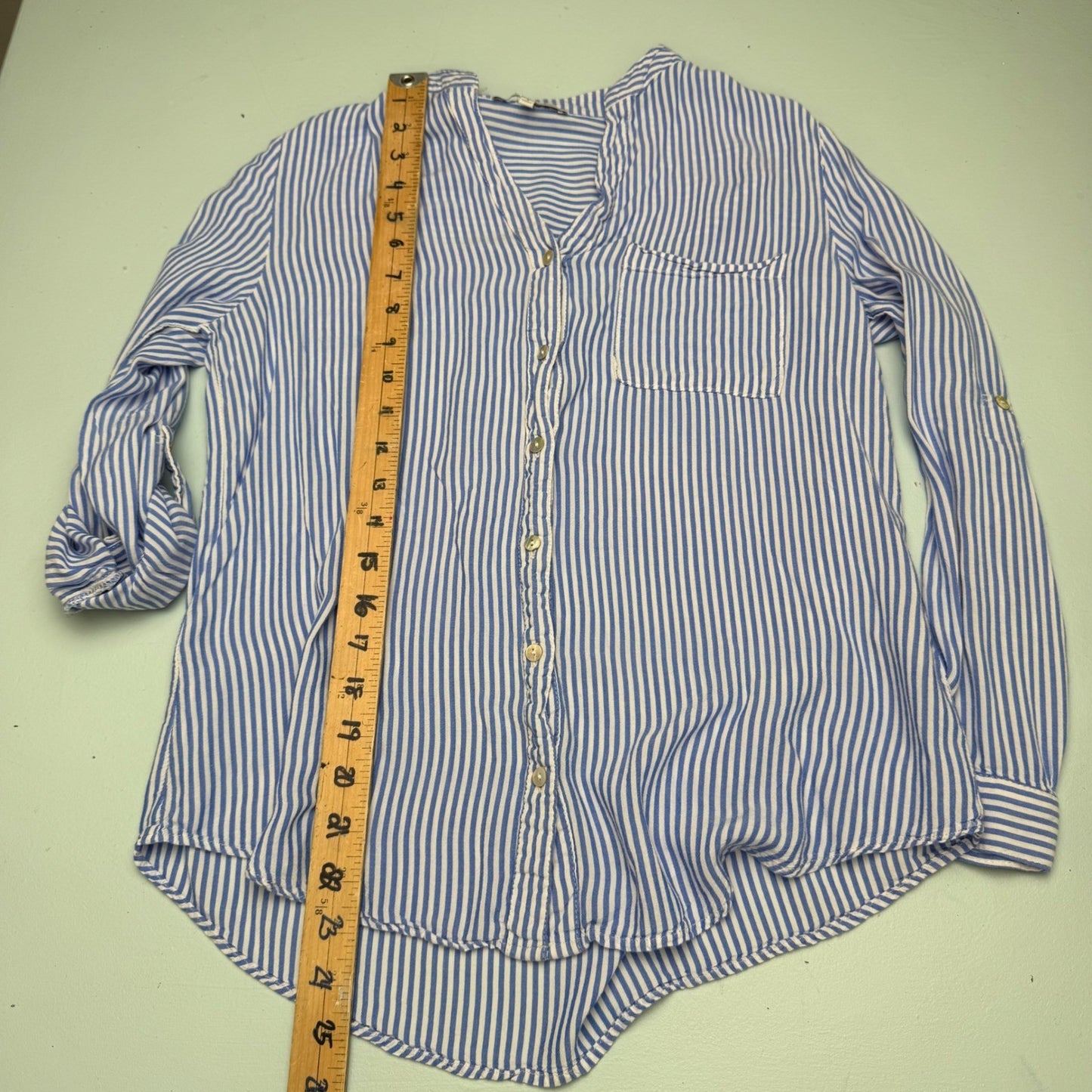 Love Tree Striped Button Down Shirt nautical Preppy Coastal Grandmother Sz S