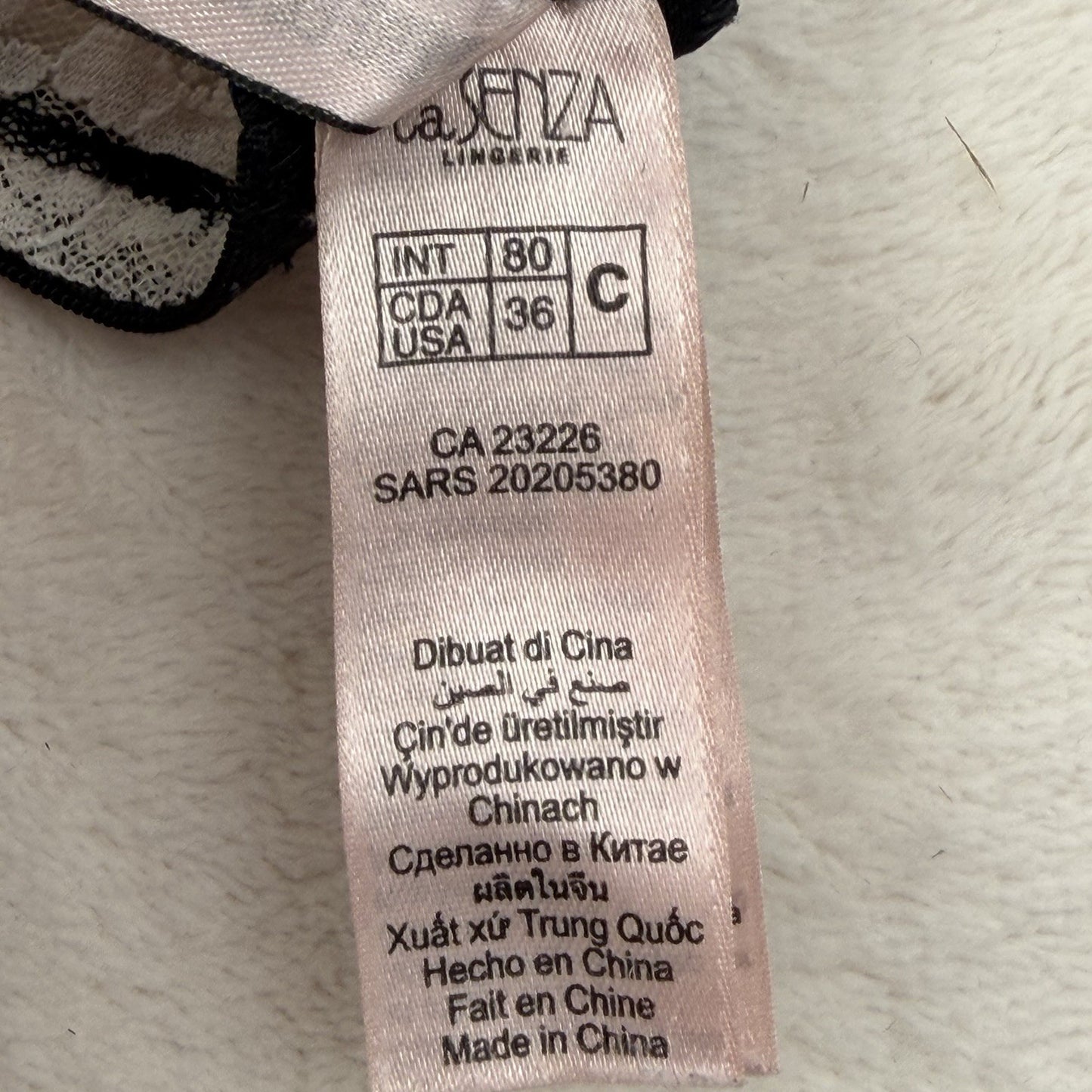 La Senza Perfectly Me Lace Bra Black White Stripe Underwire 36C Y2K Princesscore