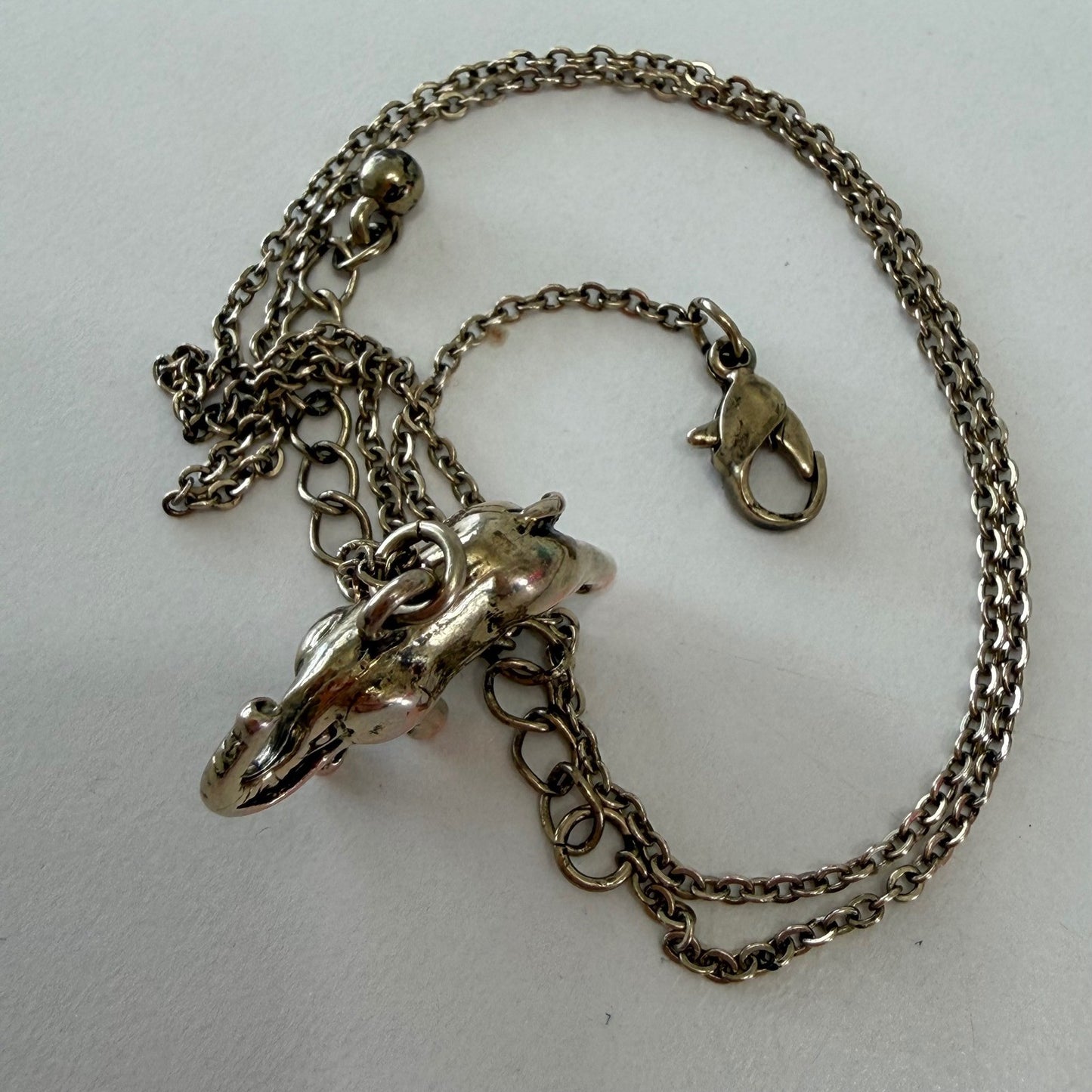 Elephant Pendant Necklace Good Luck Boho Whimsical Vanilla Girl Mixed Metal OS