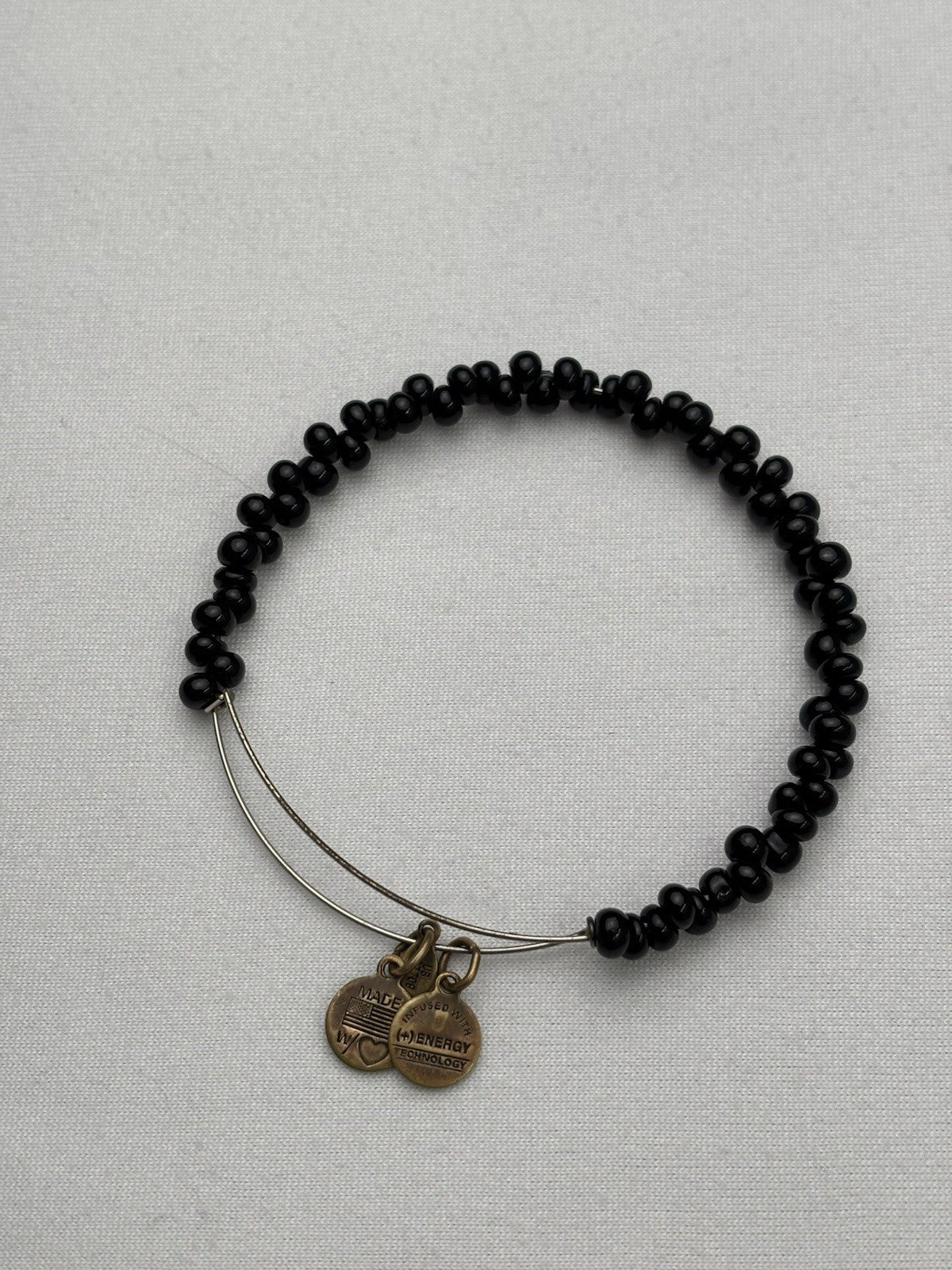 Alex And Ani Black Beaded Women’s Bracelet. Made In USA Easy Slide On