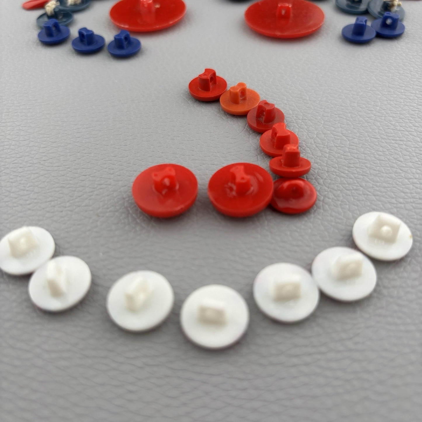 Red Blue White Badminton Button Lot ~ 37 Plastic Shank Craft Sewing Supply