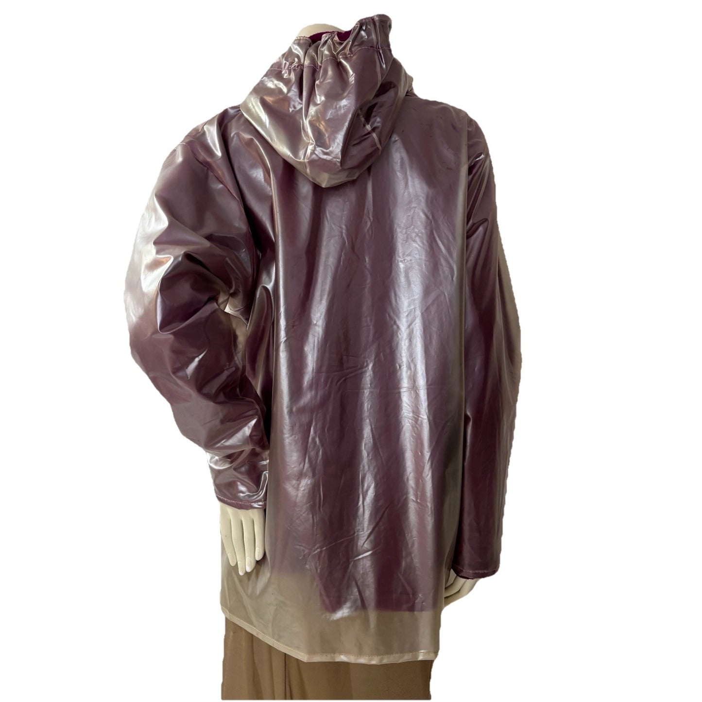 Vintage Northern Spirit PVC Raincoat L/XL Purple Clear Hooded Jacket Y2K Grunge